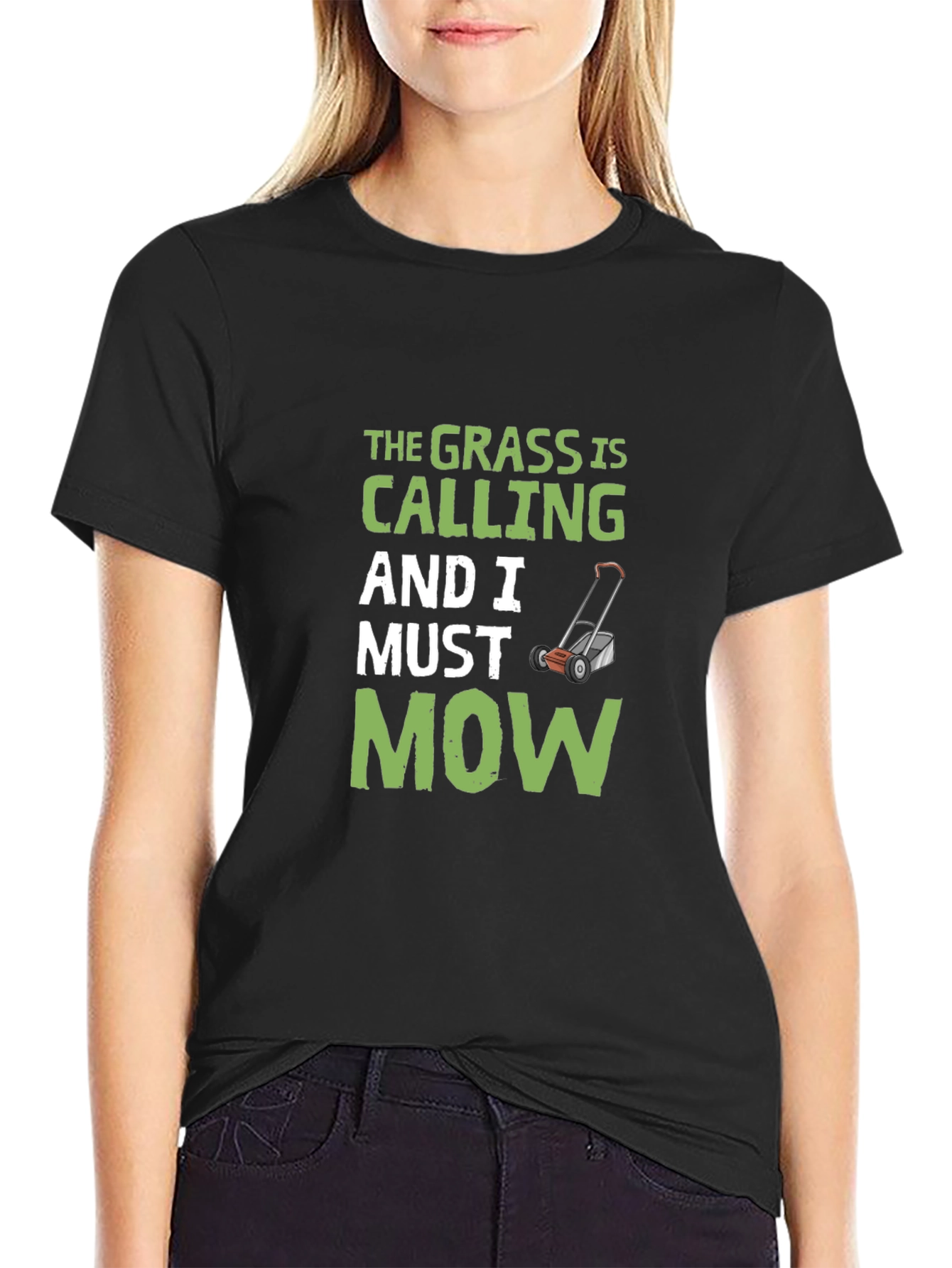 Grass Is Calling Mens Black Graphic Tee
