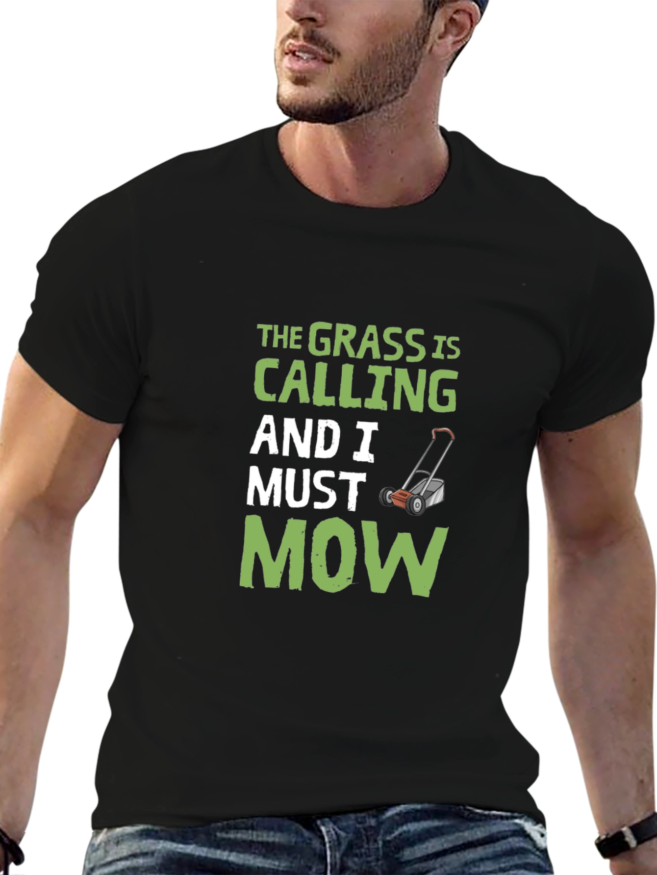 Grass Is Calling Mens Black Graphic Tee
