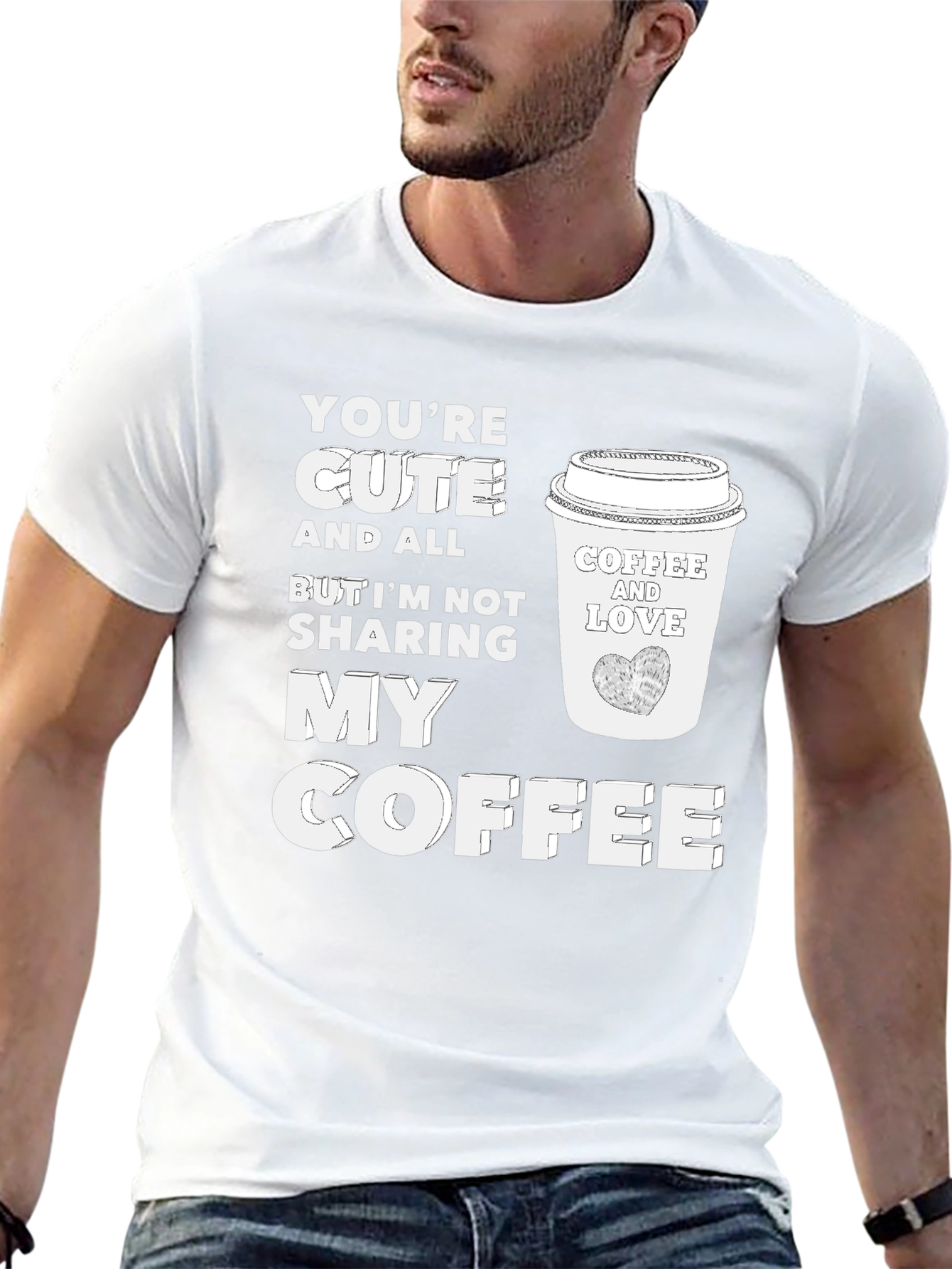 Cute But No Coffee Sharing Black Tee