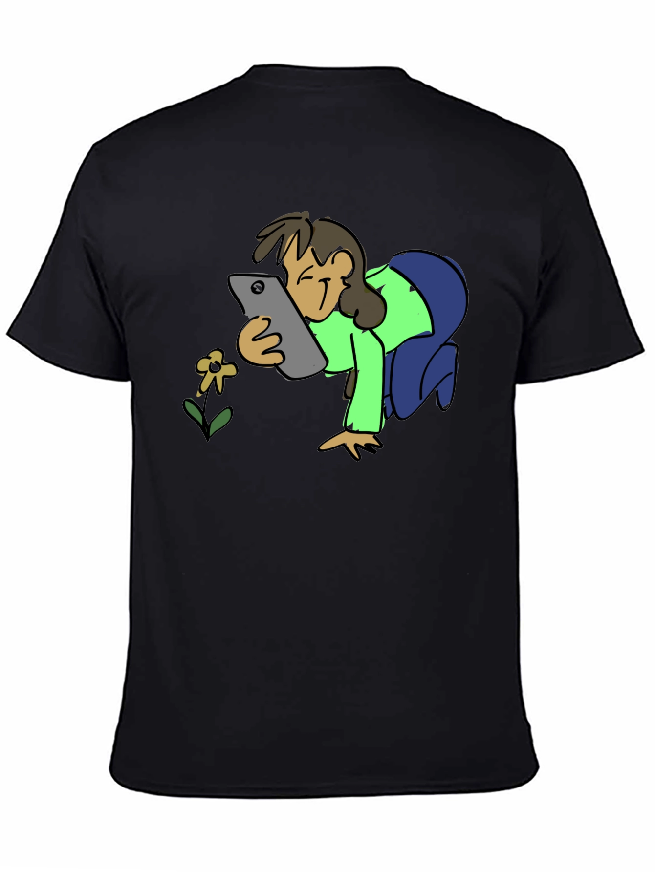 Smartphone Flower Photo Black T-Shirt