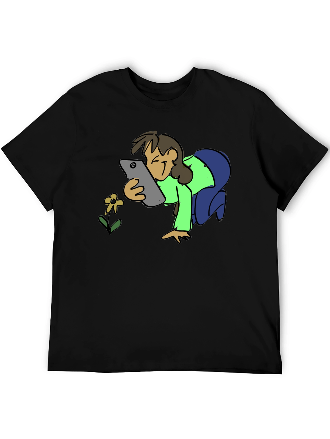 Smartphone Flower Photo Black T-Shirt