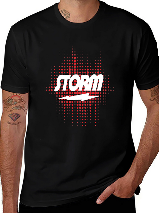 Storm Graphic T-Shirt - Black Cotton Tee with Lightning Bolt Design
