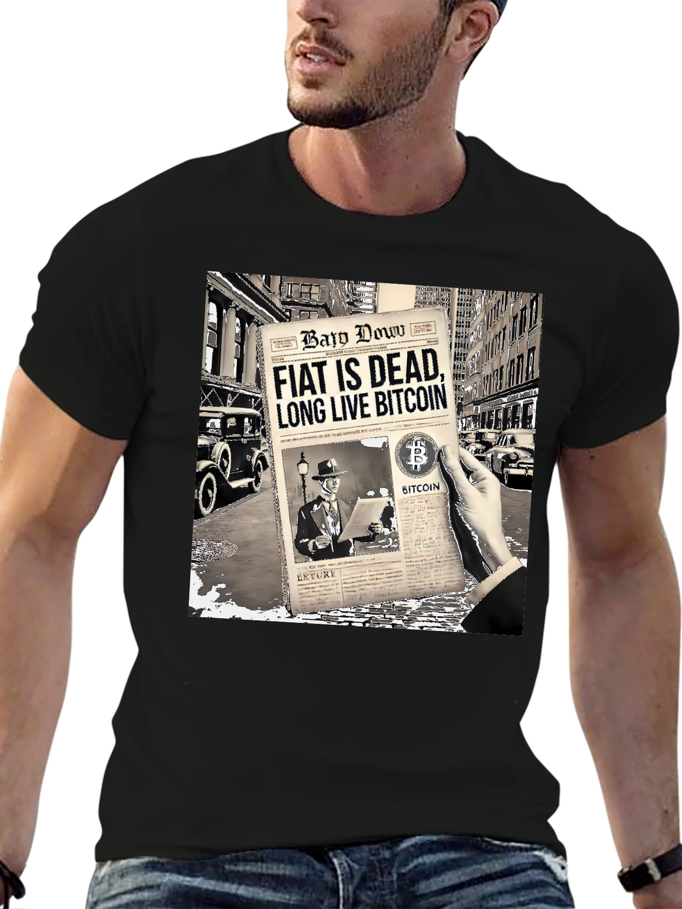 Bitcoin Newspaper Graphic T-Shirt