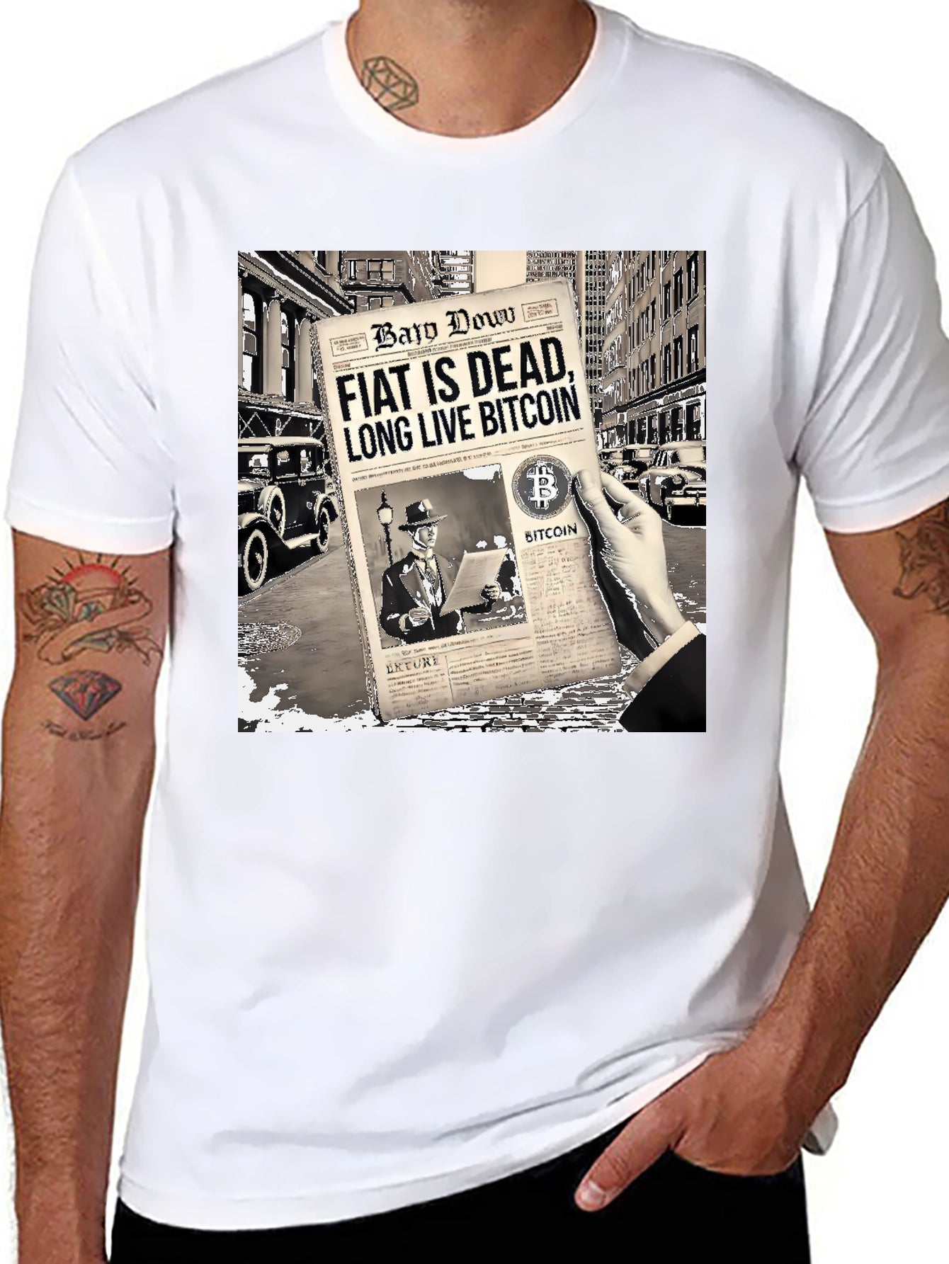 Bitcoin Newspaper Graphic T-Shirt