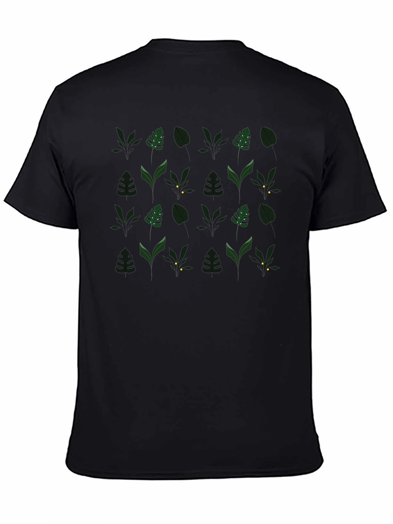 Leaf Pattern Graphic Tee - Stylish Mens Black T-Shirt
