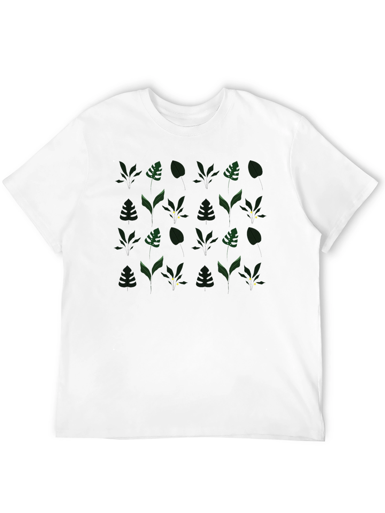 Leaf Pattern Graphic Tee - Stylish Mens Black T-Shirt