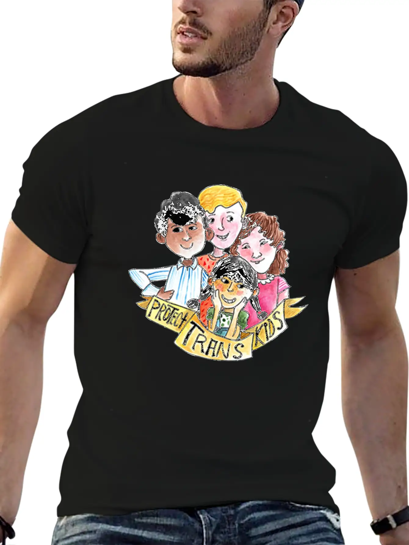 PROTECT TRANS KIDS Unisex Casual T-Shirt – Clean Design For Daily Comfort