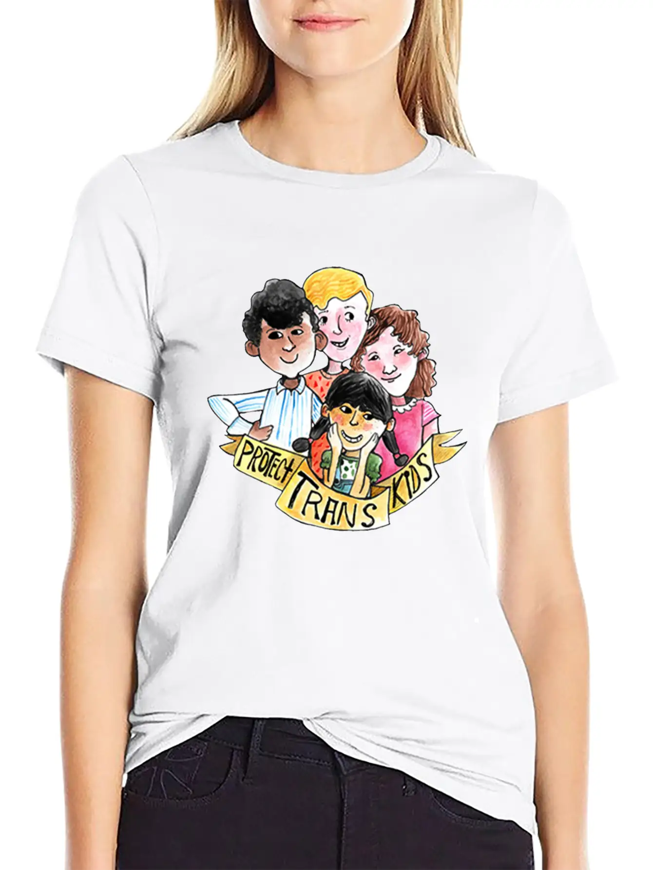 PROTECT TRANS KIDS Unisex Casual T-Shirt – Clean Design For Daily Comfort