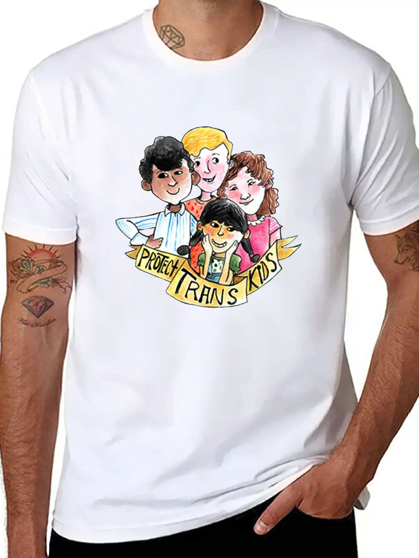 PROTECT TRANS KIDS Unisex Casual T-Shirt – Clean Design For Daily Comfort