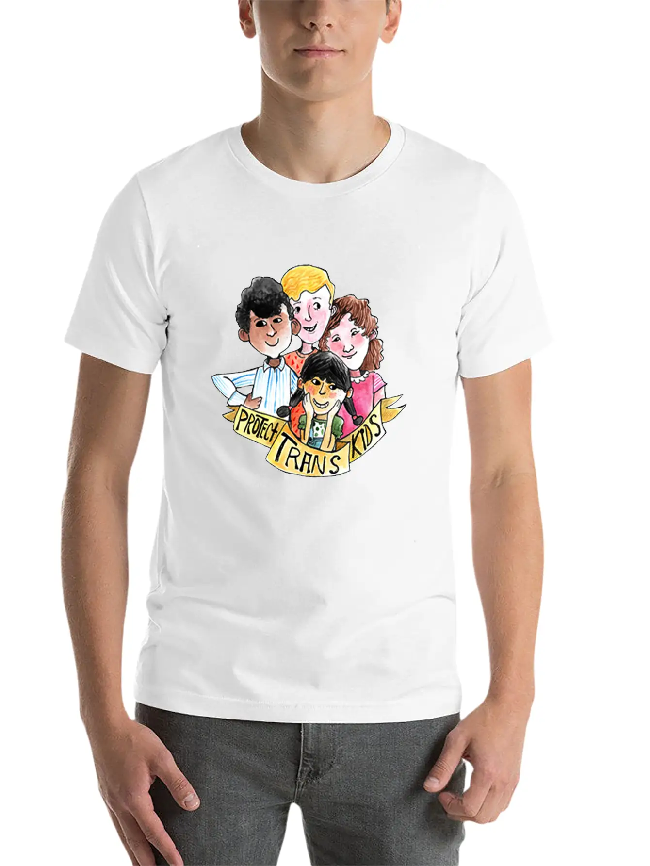 PROTECT TRANS KIDS Unisex Casual T-Shirt – Clean Design For Daily Comfort