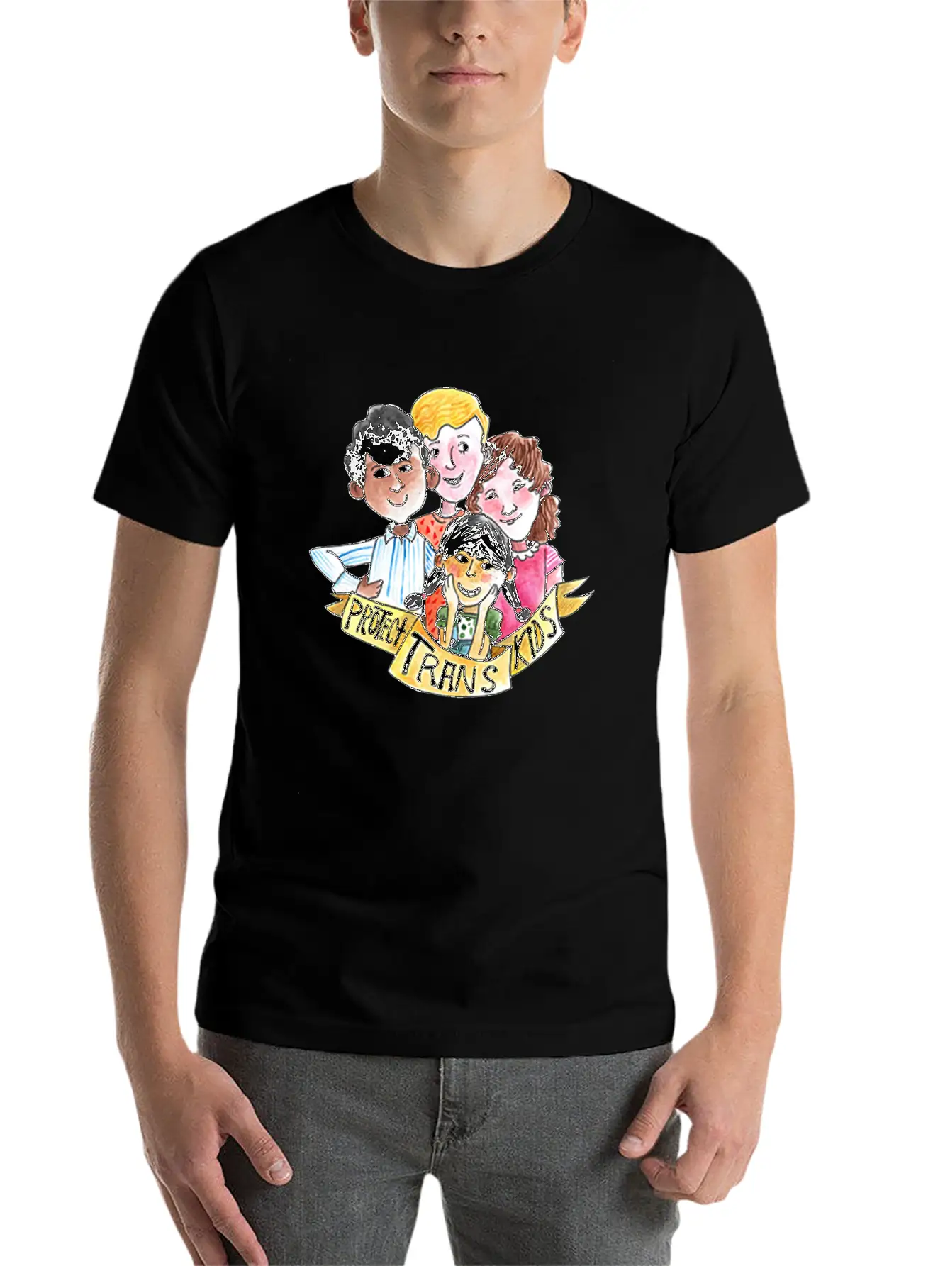 PROTECT TRANS KIDS Unisex Casual T-Shirt – Clean Design For Daily Comfort