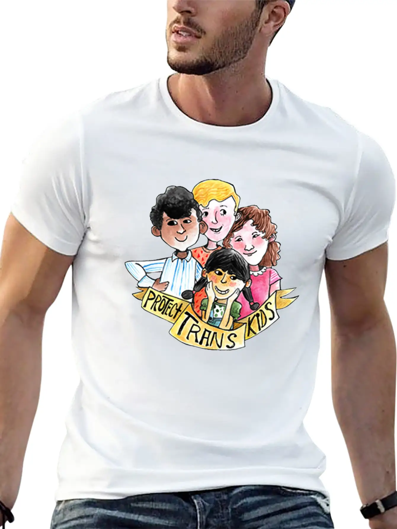 PROTECT TRANS KIDS Unisex Casual T-Shirt – Clean Design For Daily Comfort