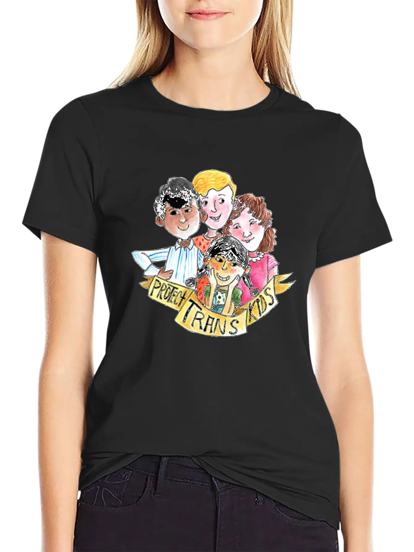 PROTECT TRANS KIDS Unisex Casual T-Shirt – Clean Design For Daily Comfort