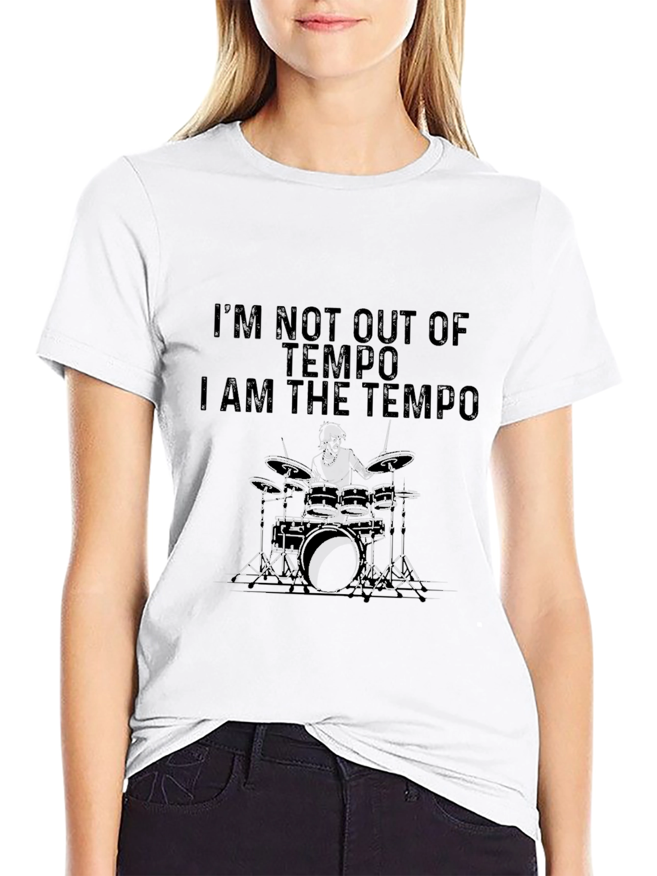 I Am the Tempo Drummer Black T-Shirt