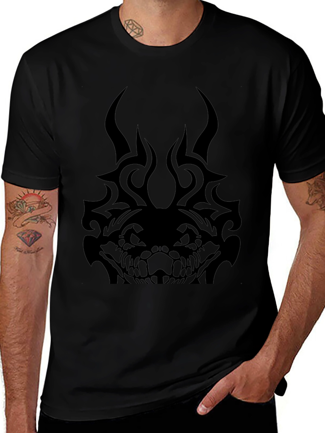 Tribal Snake Graphic T-Shirt - Mens Black Tee
