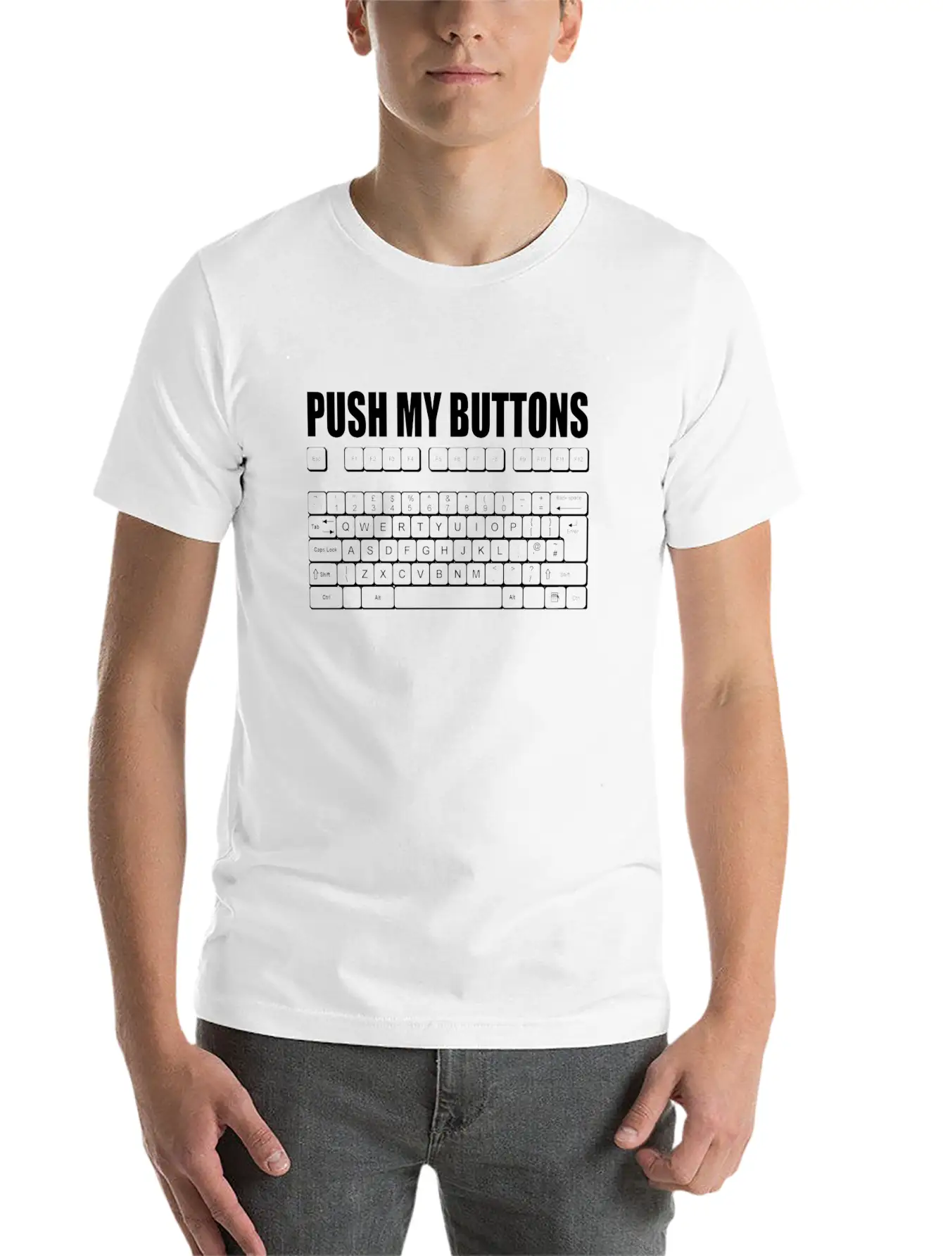 PUSH MY BUTTONS QWERTY KEYBOARD LADIES GIRL Unisex Casual T-Shirt – Clean Design For Daily Comfort