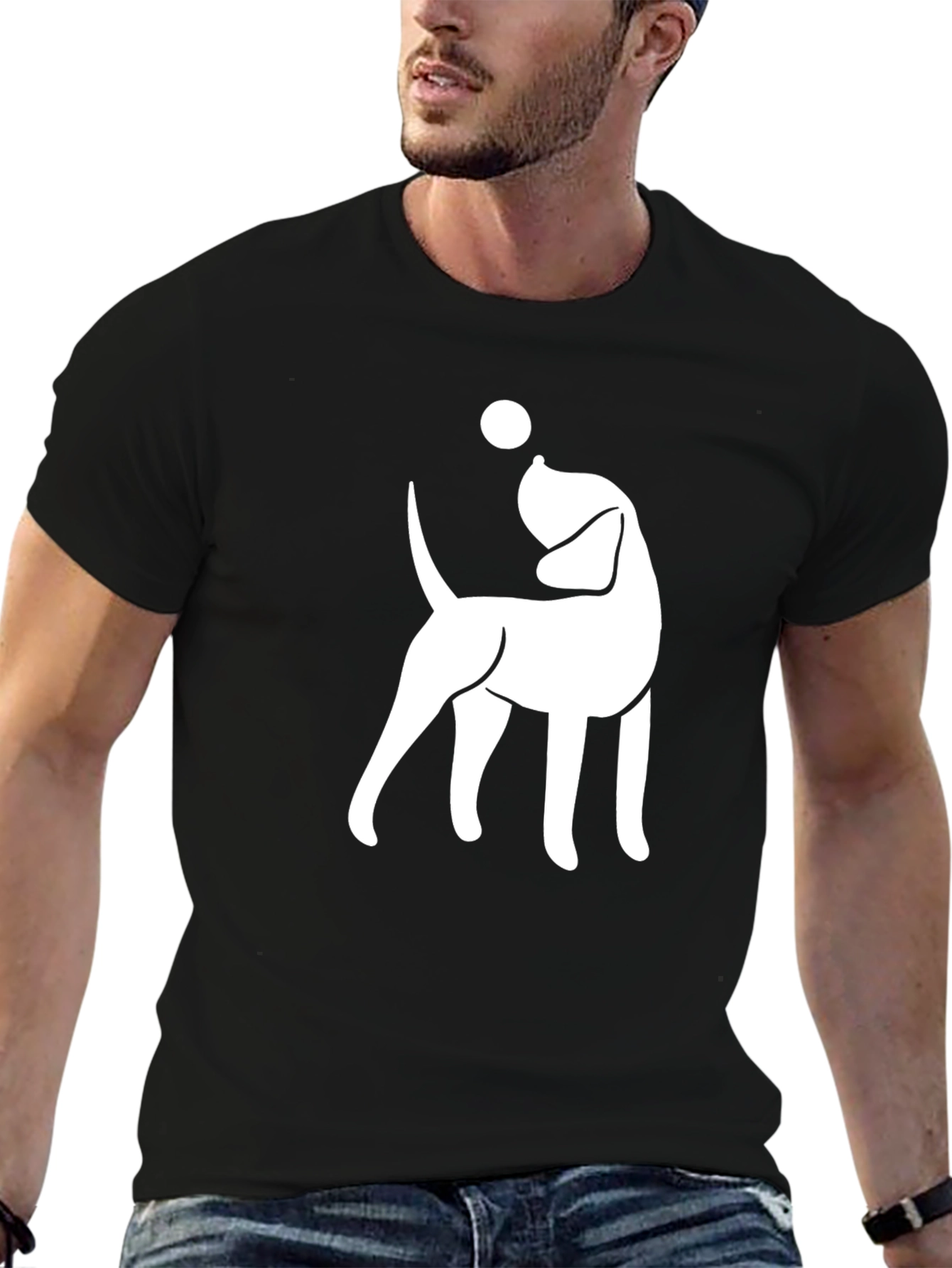Dog with Ball Graphic Tee - Black