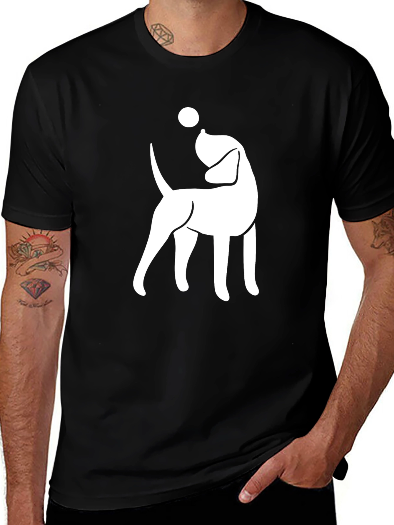 Dog with Ball Graphic Tee - Black