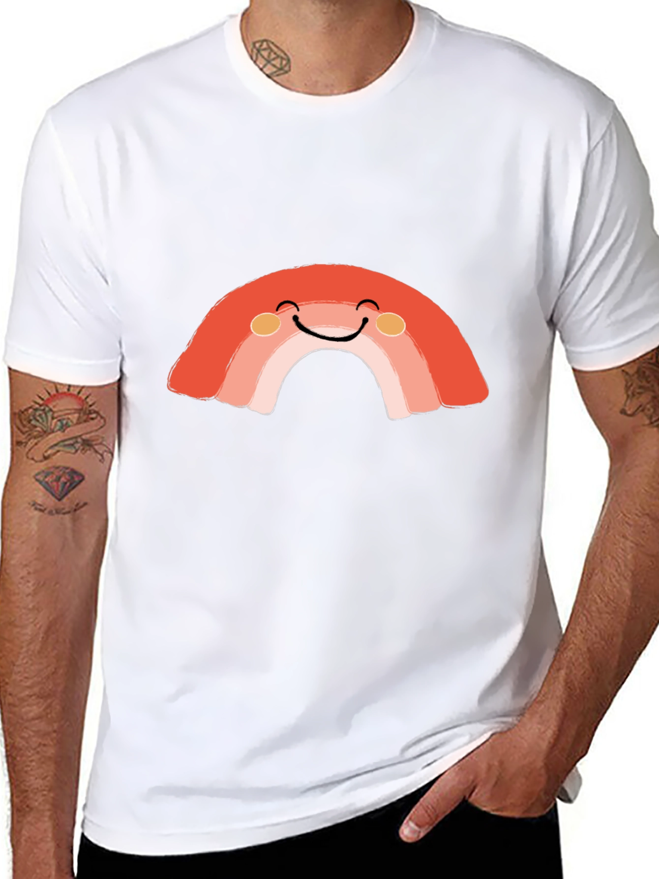 Smiling Rainbow Graphic Tee - Soft Cotton Blend