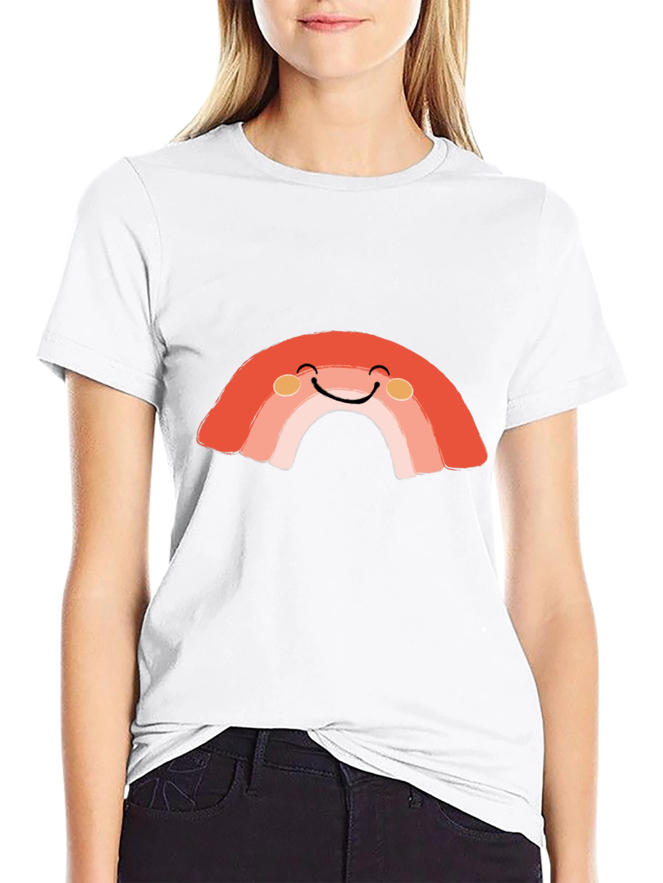 Smiling Rainbow Graphic Tee - Soft Cotton Blend