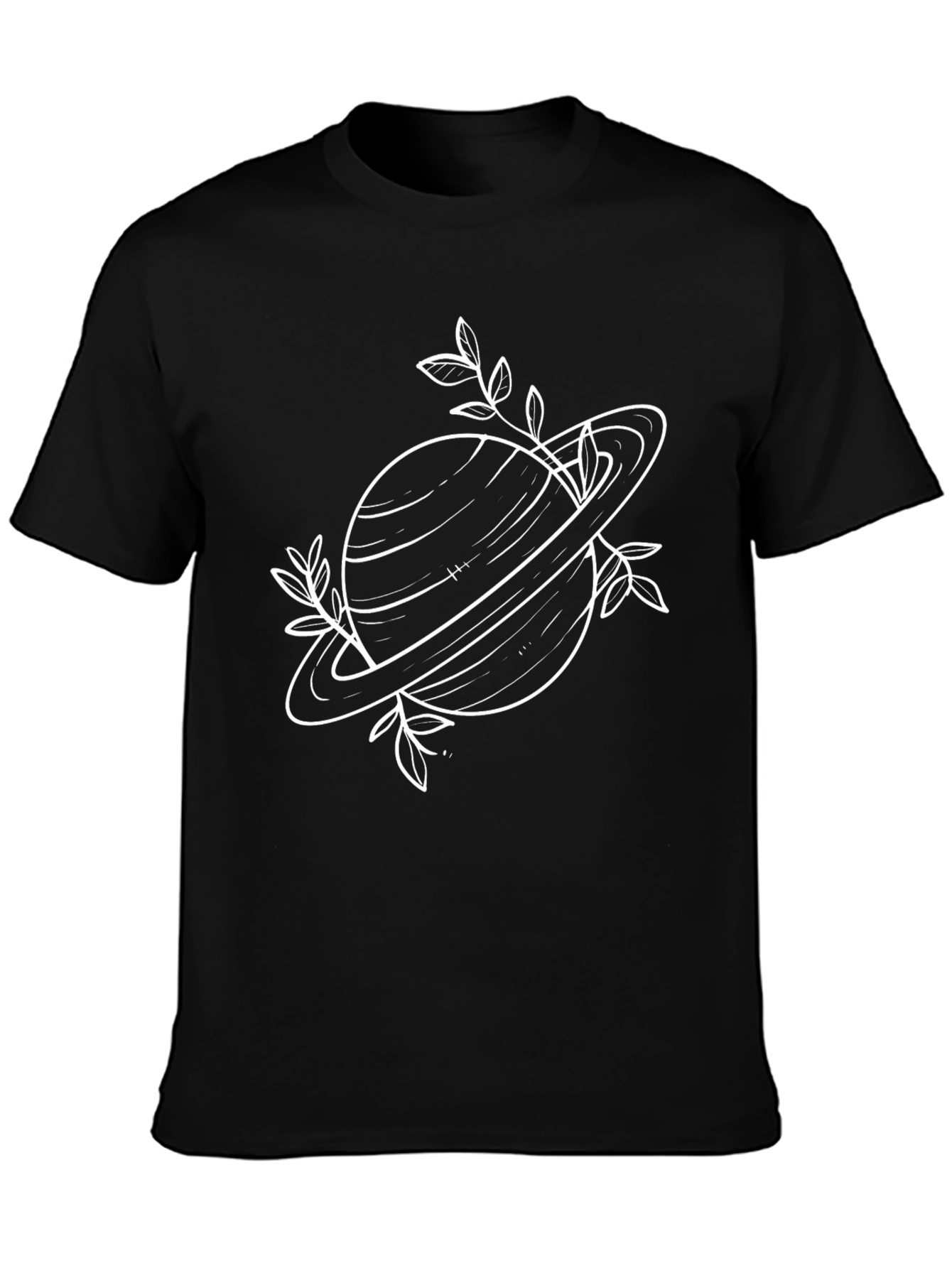 Planet & Foliage Black Graphic Tee
