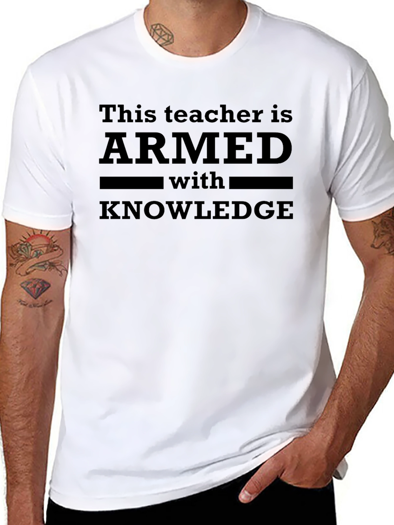 Armed With Knowledge Teacher T-Shirt