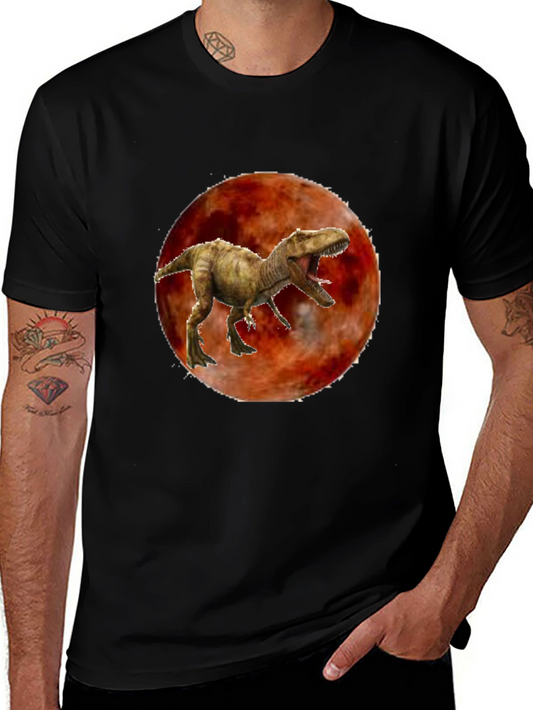 Dinosaur Moon Graphic T-Shirt - Cool Animal Tee