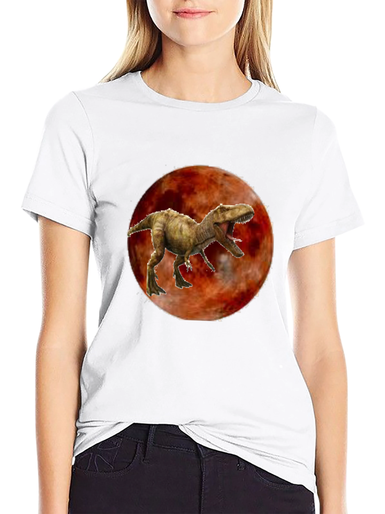 Dinosaur Moon Graphic T-Shirt - Cool Animal Tee