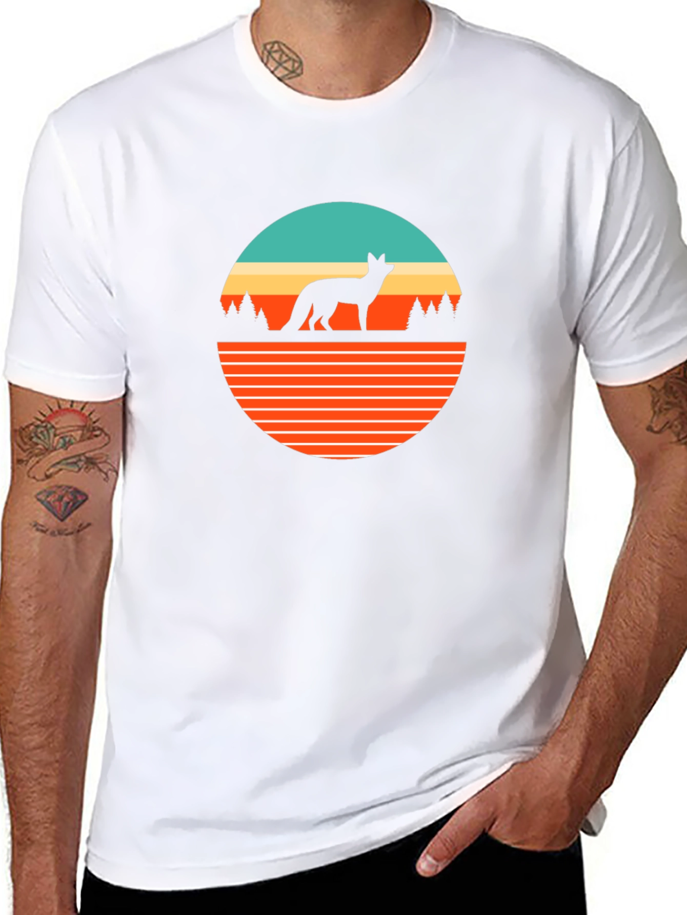 Retro Fox Graphic Tee - Black