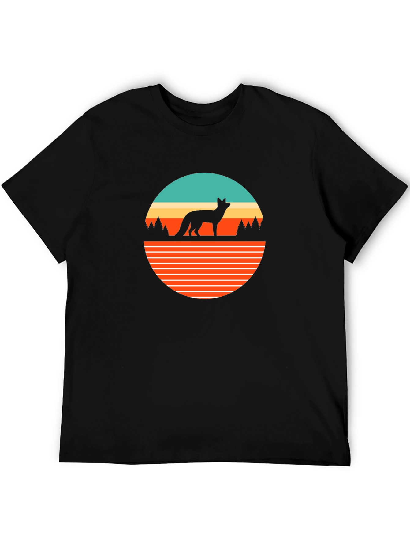 Retro Fox Graphic Tee - Black