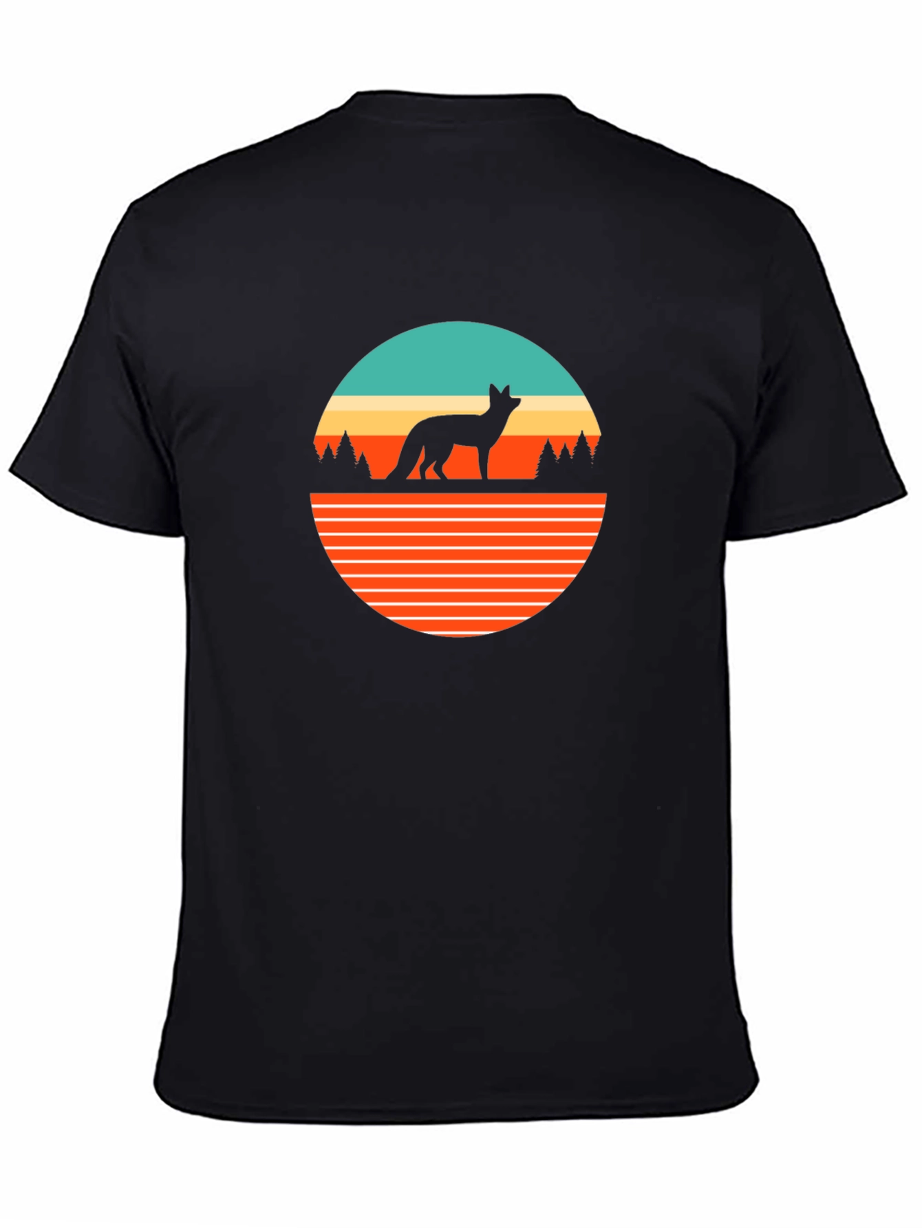 Retro Fox Graphic Tee - Black