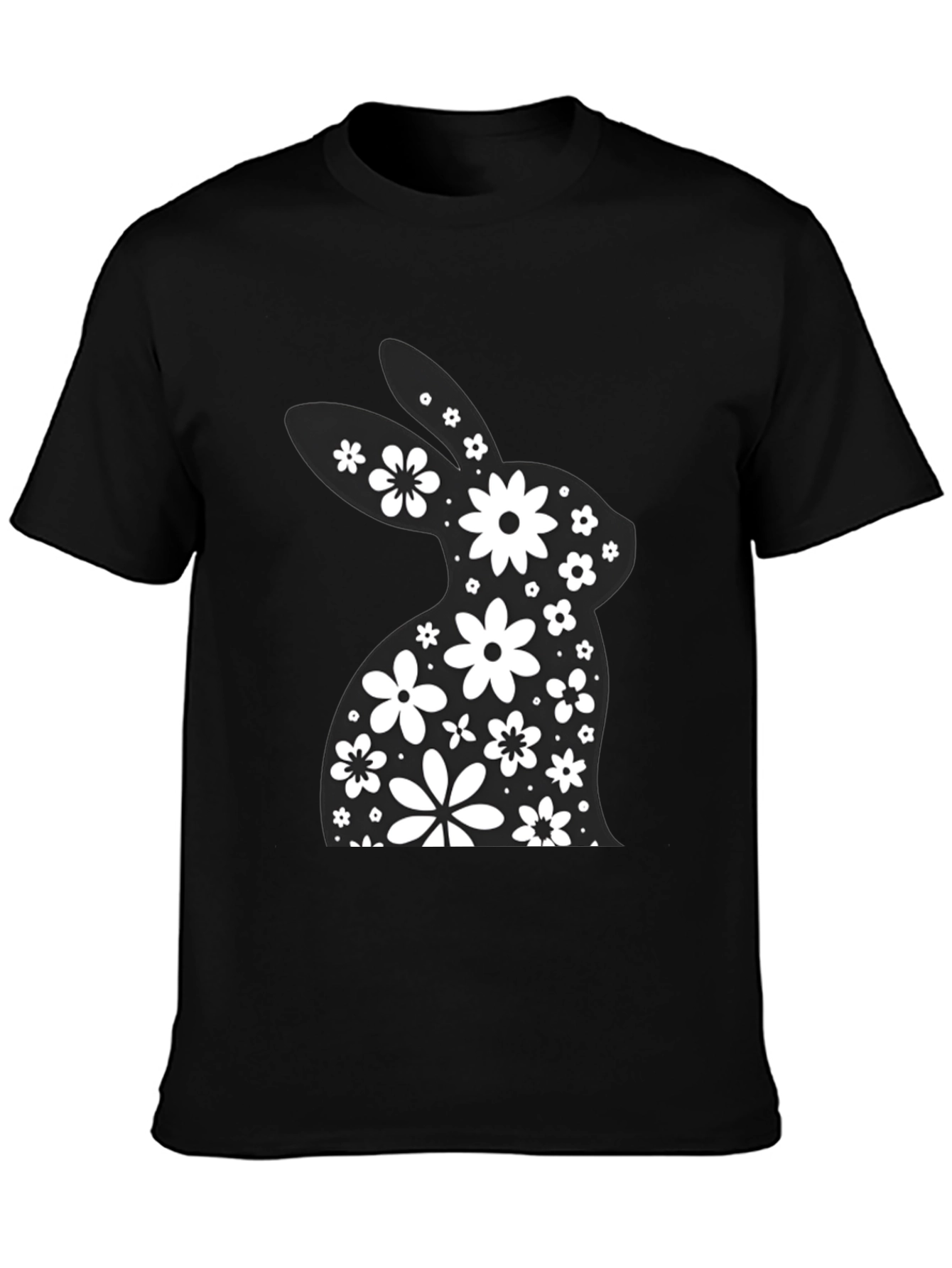 Floral Easter Bunny T-Shirt - Black