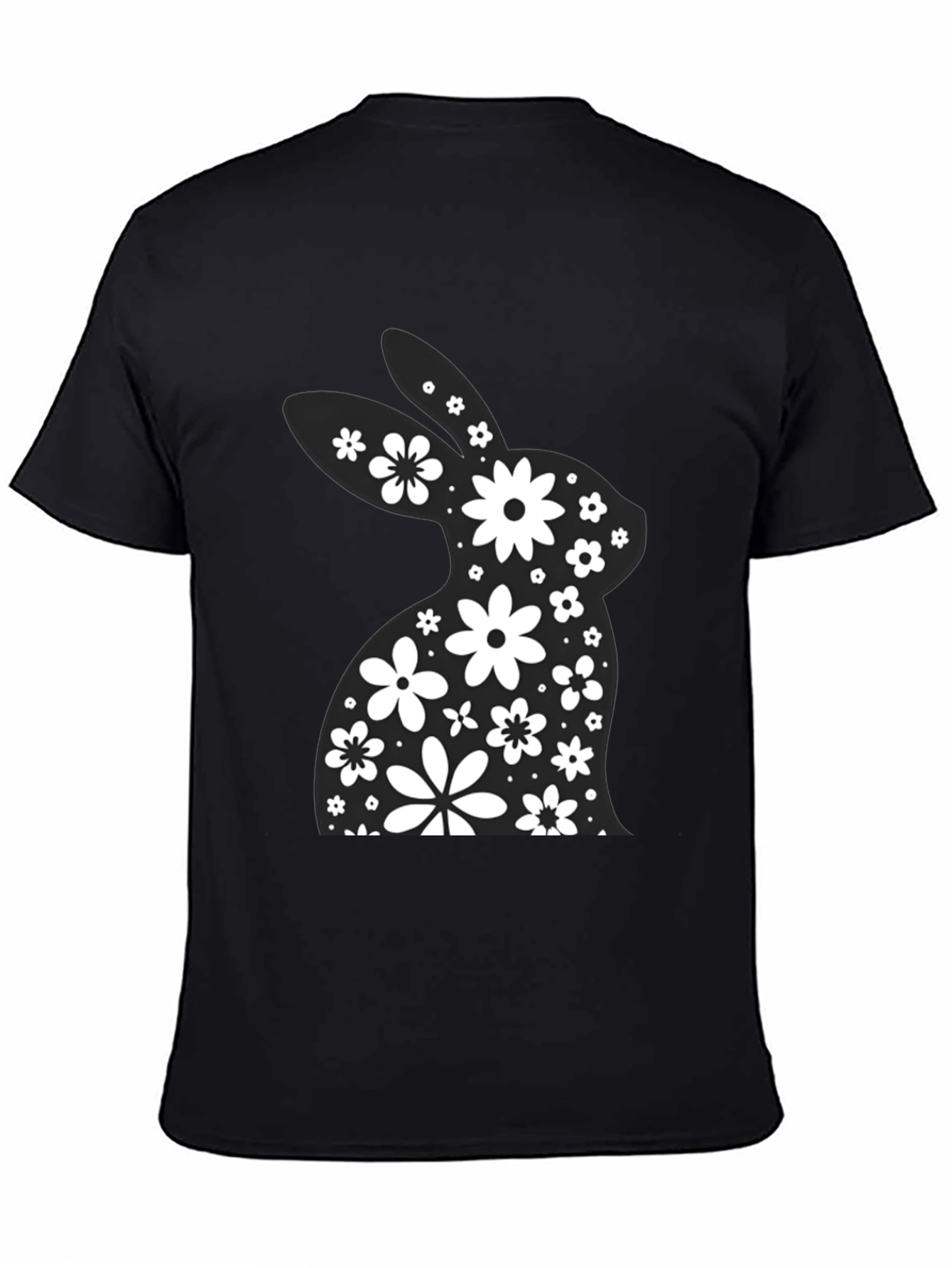 Floral Easter Bunny T-Shirt - Black