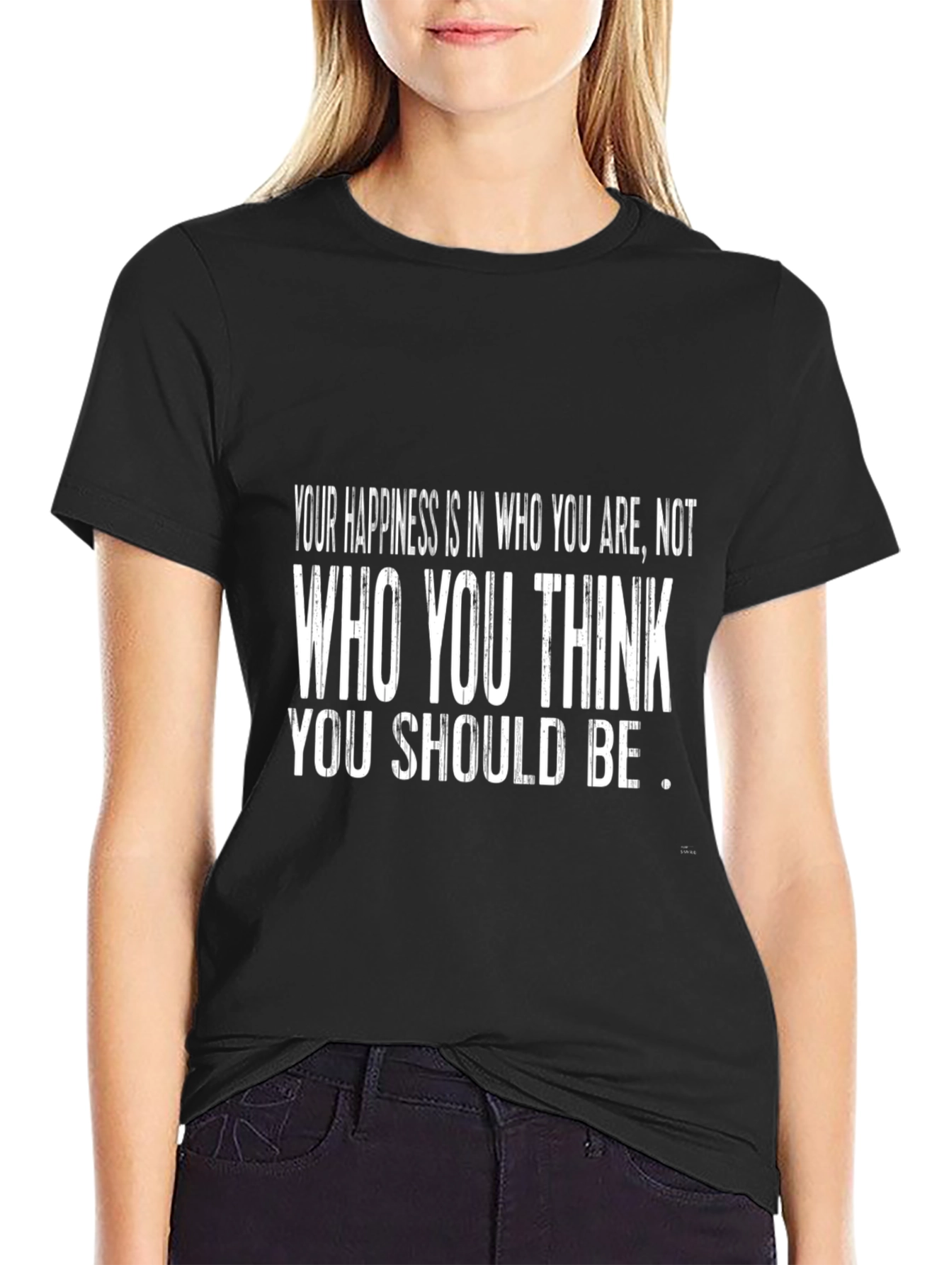 Motivational T-Shirt - Happiness Quote - Black Tee