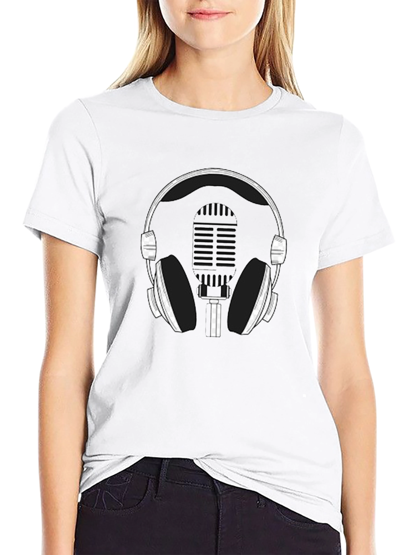 Podcast Ready Tee: Headphones & Mic Graphic T-Shirt
