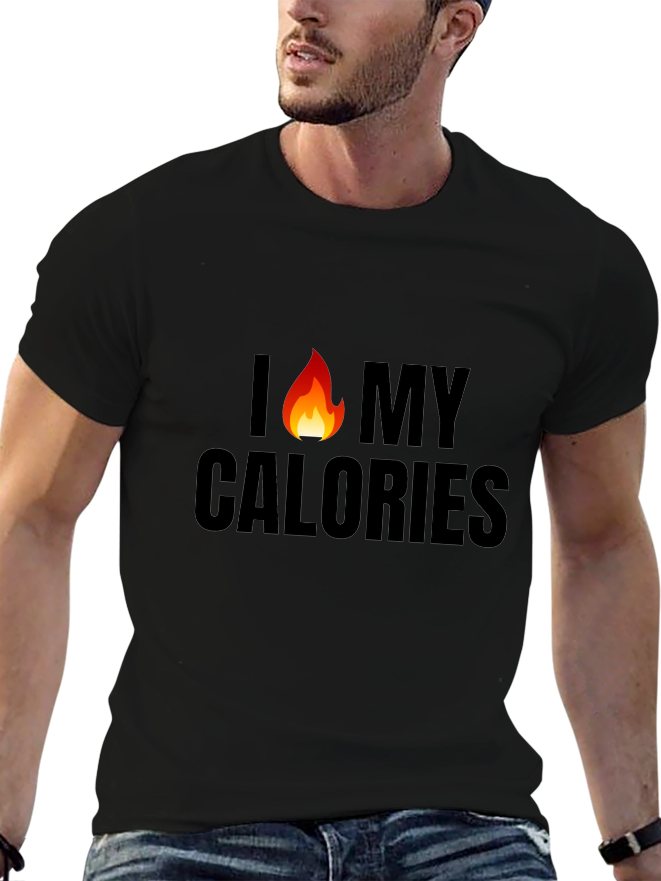 I Burn My Calories Mens Black Graphic Tee
