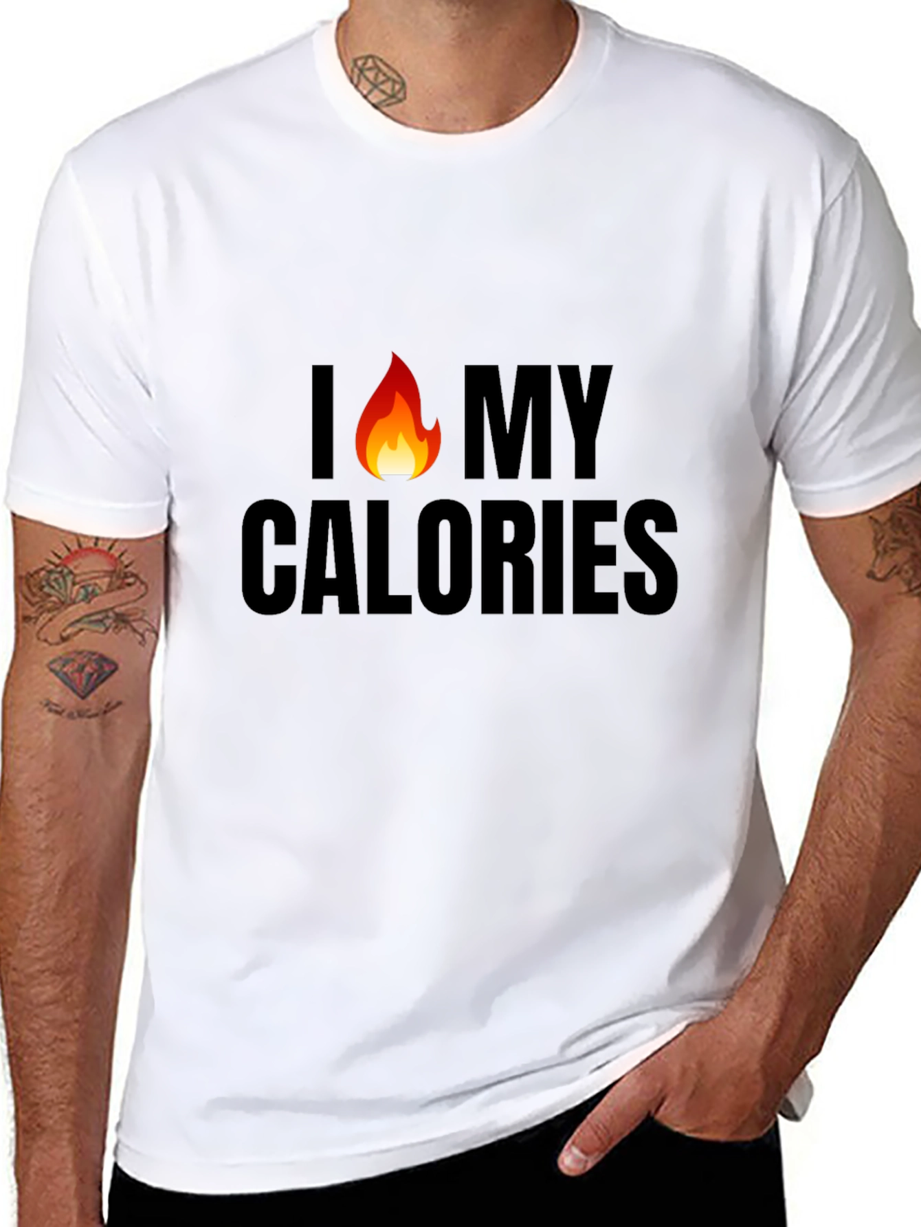 I Burn My Calories Mens Black Graphic Tee