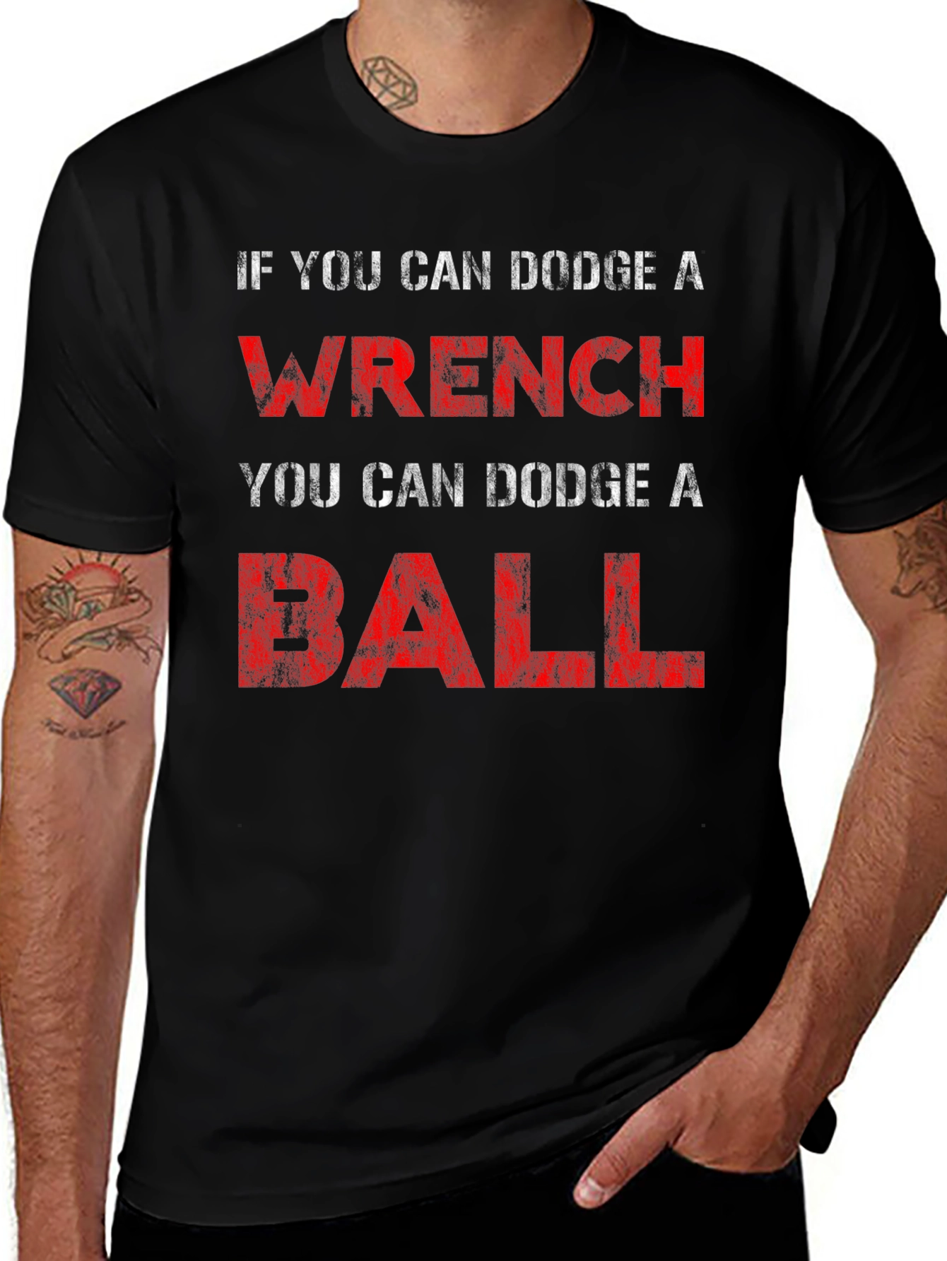Dodge A Wrench Funny Graphic T-Shirt