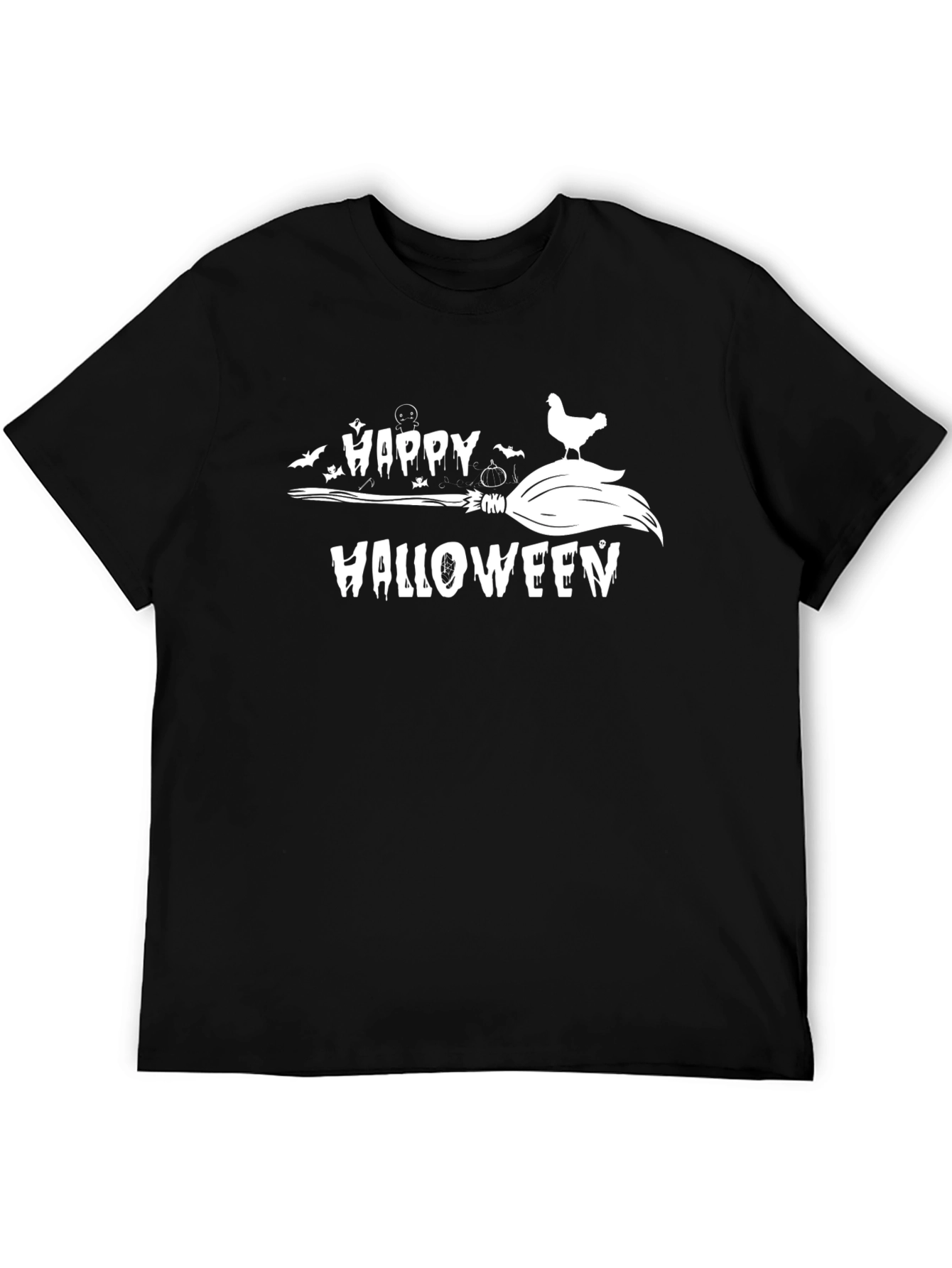 Happy Halloween Chicken Broomstick T-Shirt