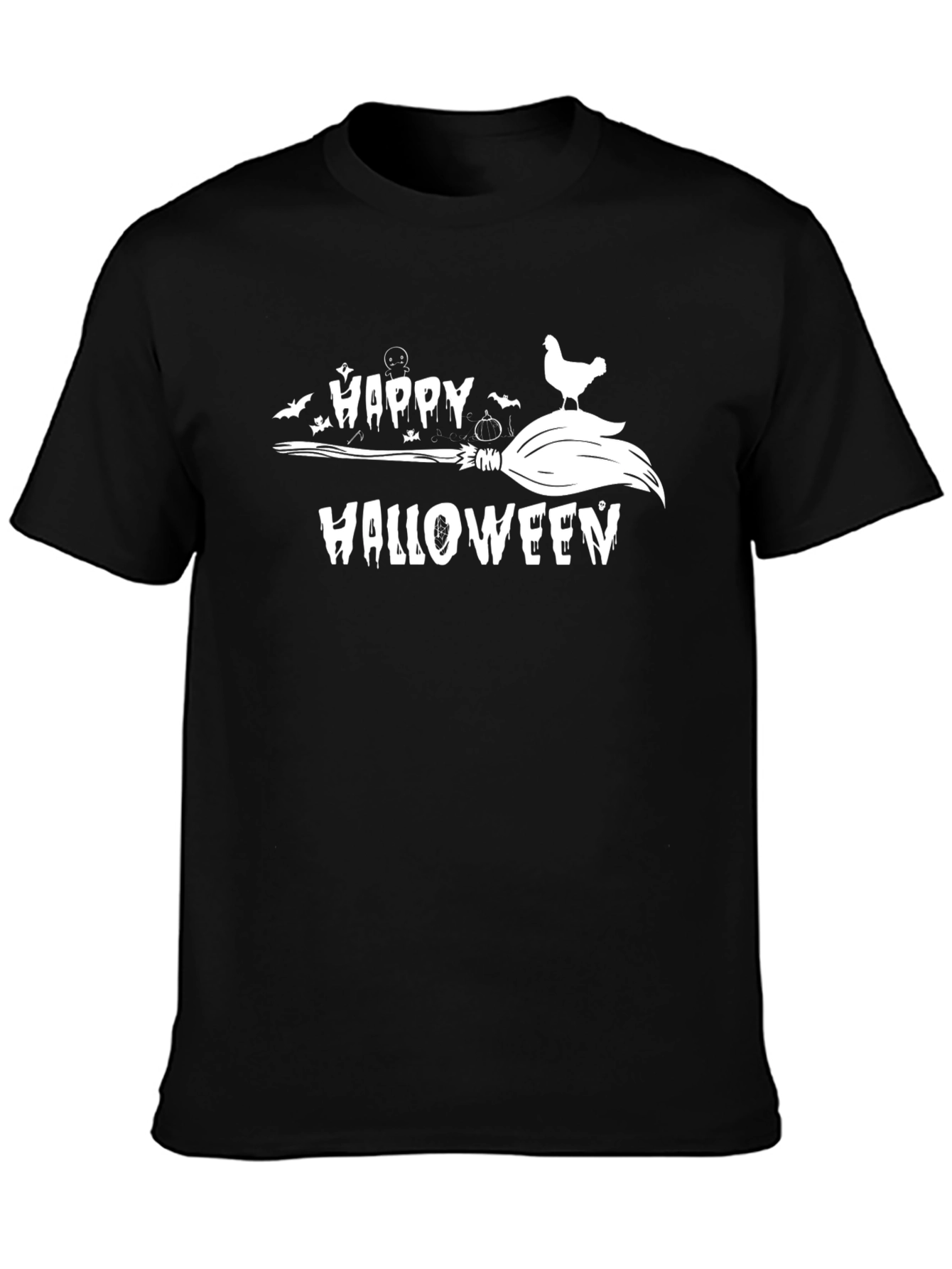Happy Halloween Chicken Broomstick T-Shirt