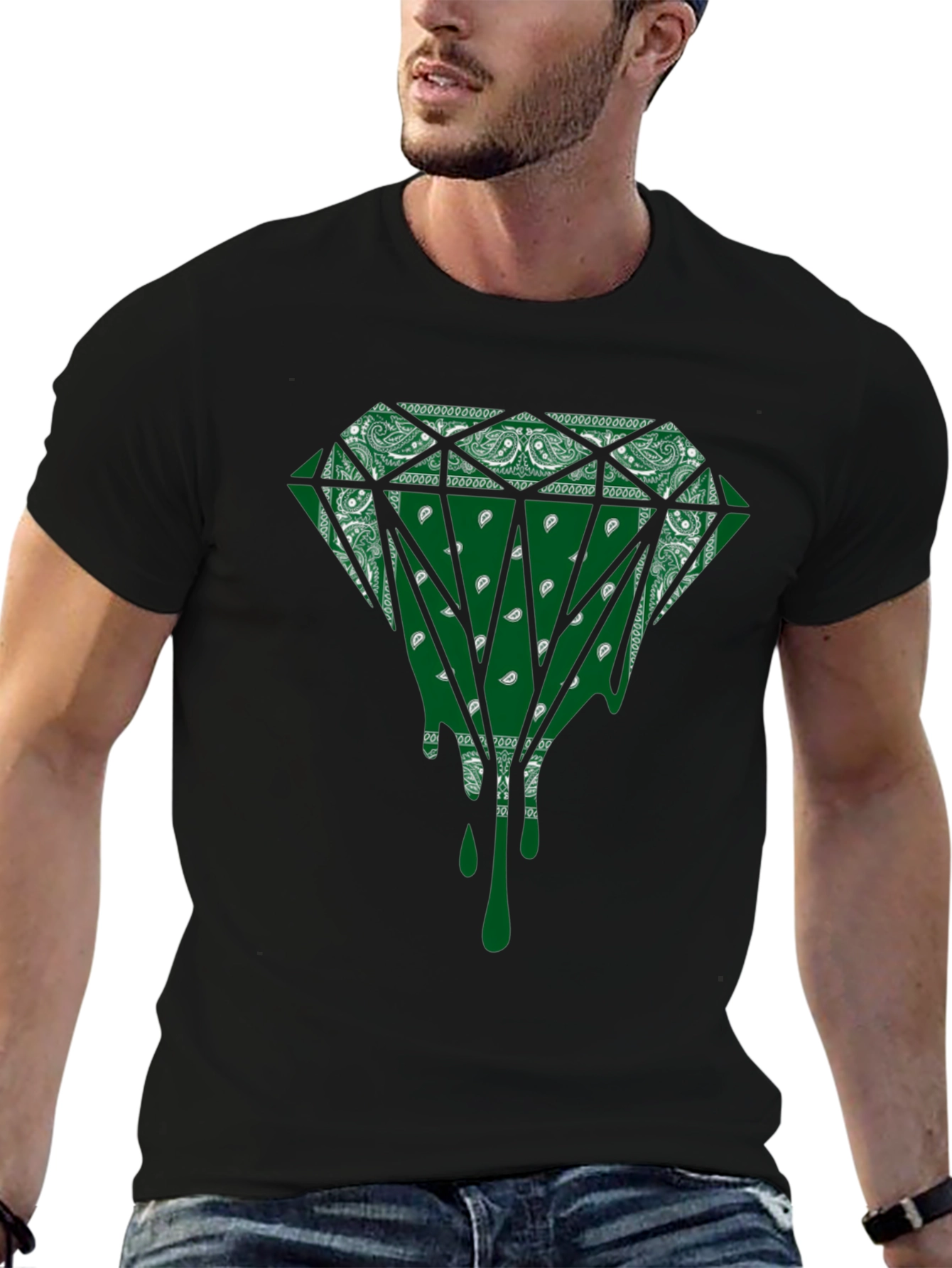 Emerald Bandana Diamond Drip Graphic Tee