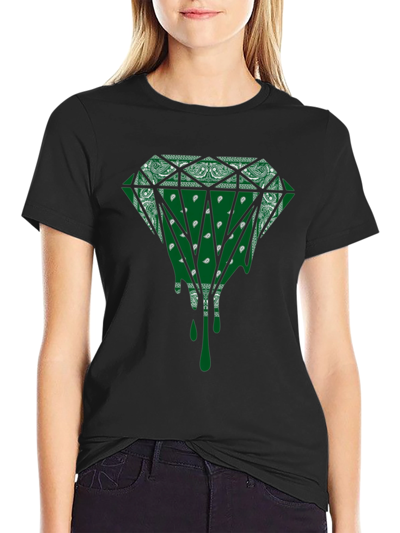 Emerald Bandana Diamond Drip Graphic Tee