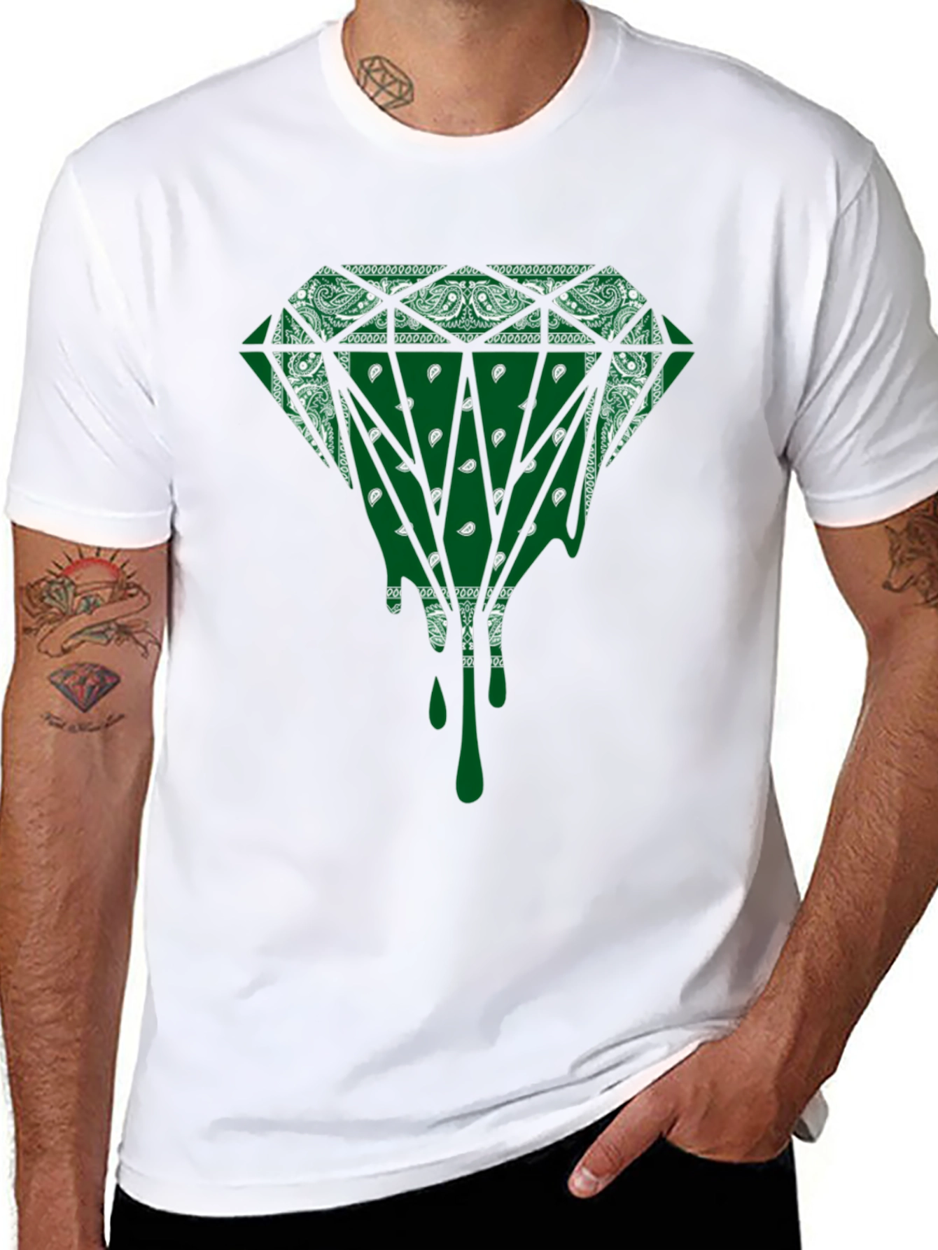 Emerald Bandana Diamond Drip Graphic Tee