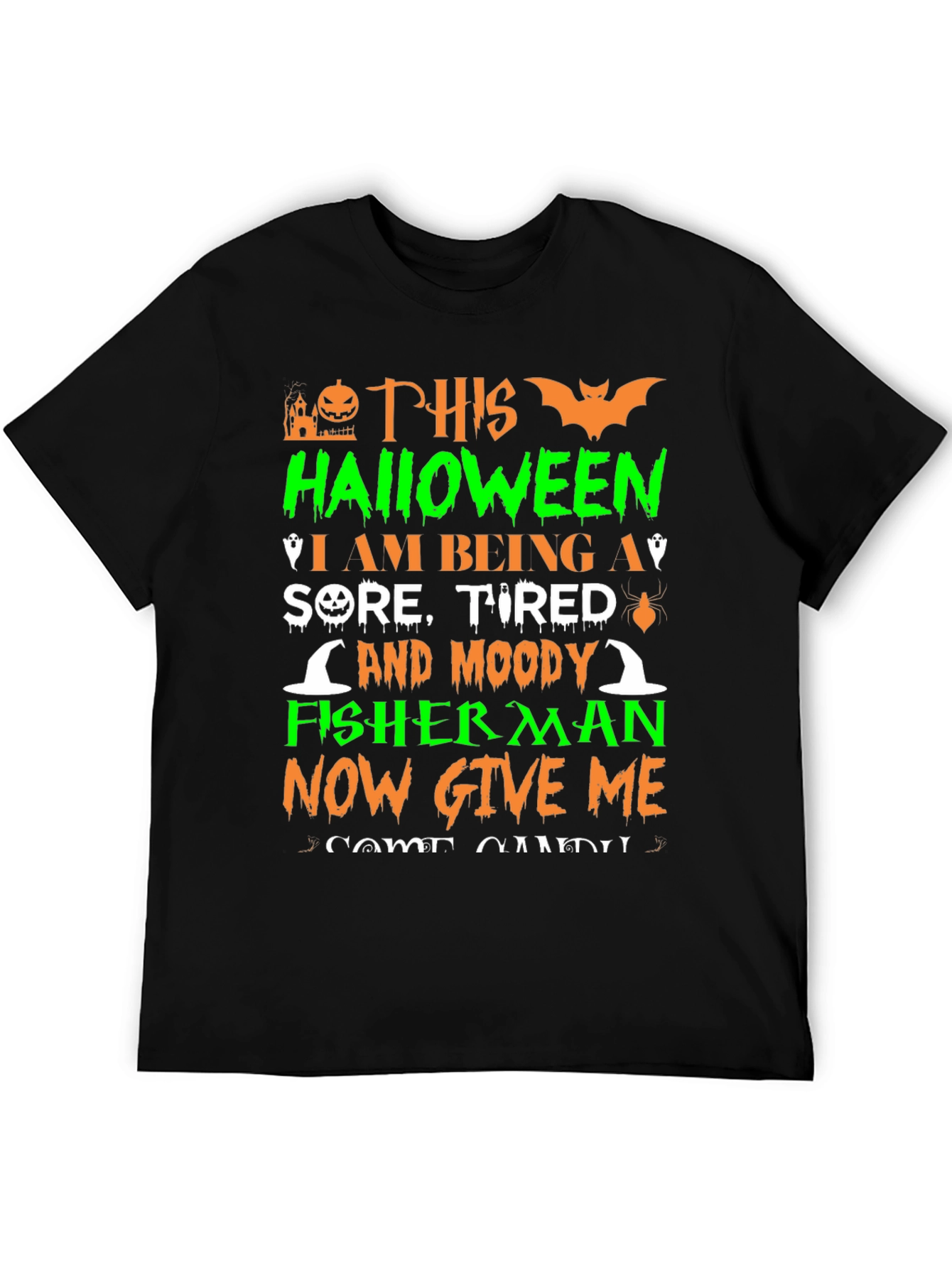 Halloween Sore Tired Moody Fisherman T-Shirt