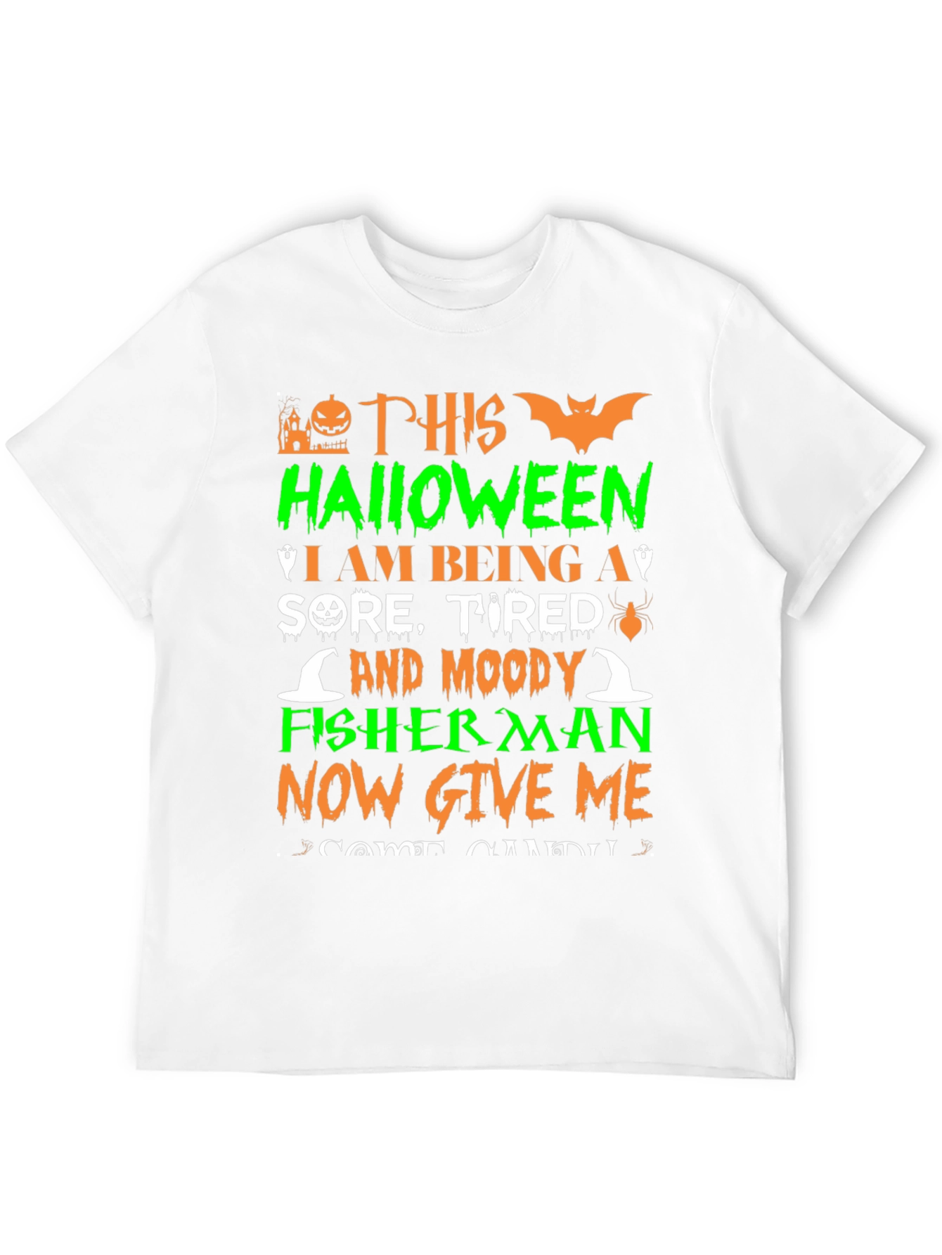 Halloween Sore Tired Moody Fisherman T-Shirt