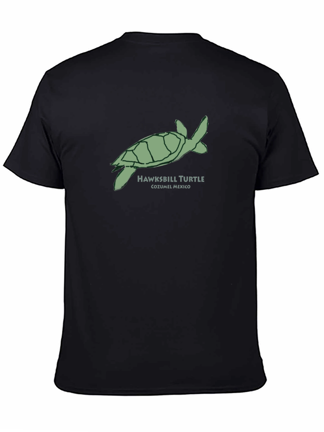 Mens Hawksbill Turtle Cozumel Mexico Black T-Shirt