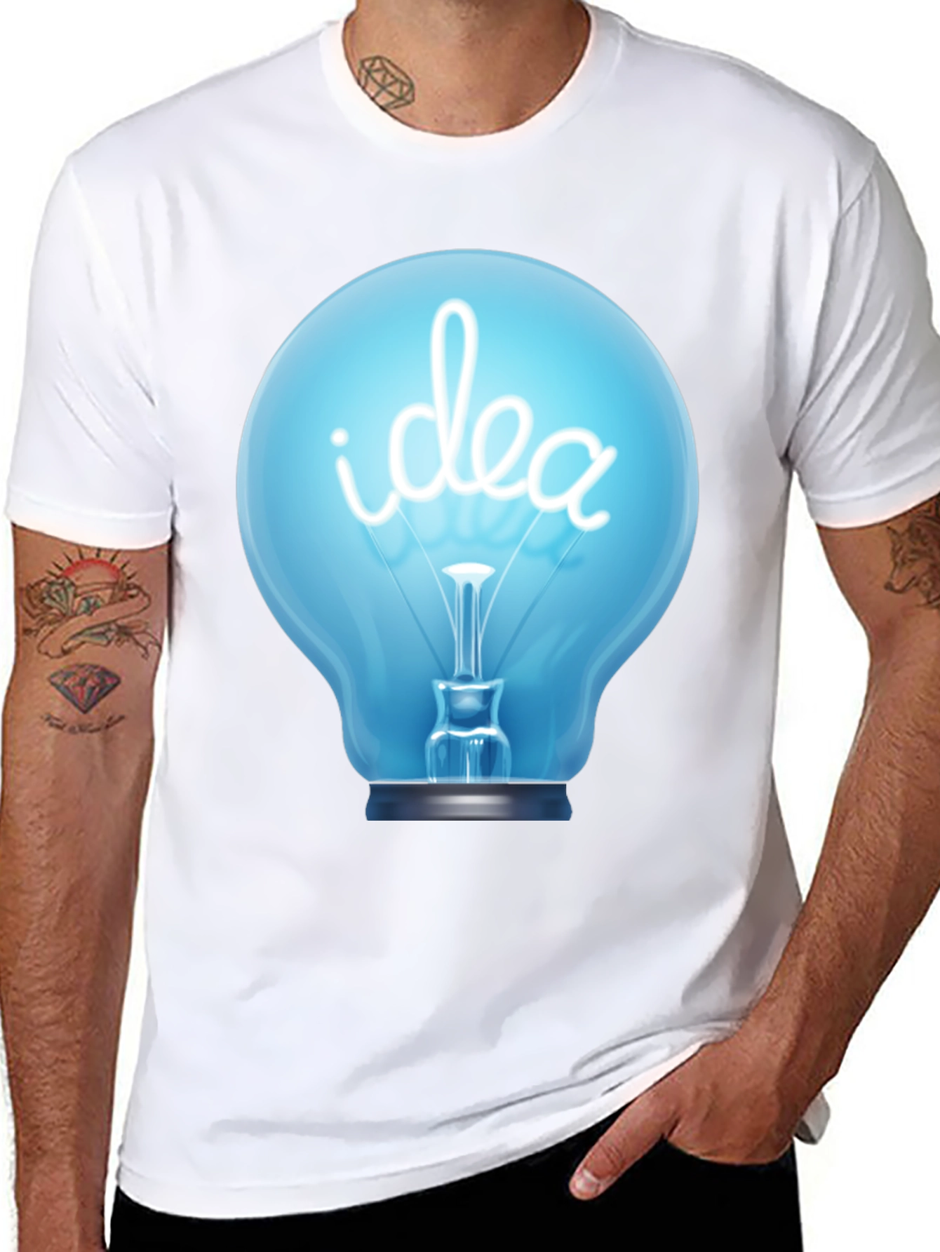 Idea Lightbulb Graphic Tee - Black Cotton T-Shirt