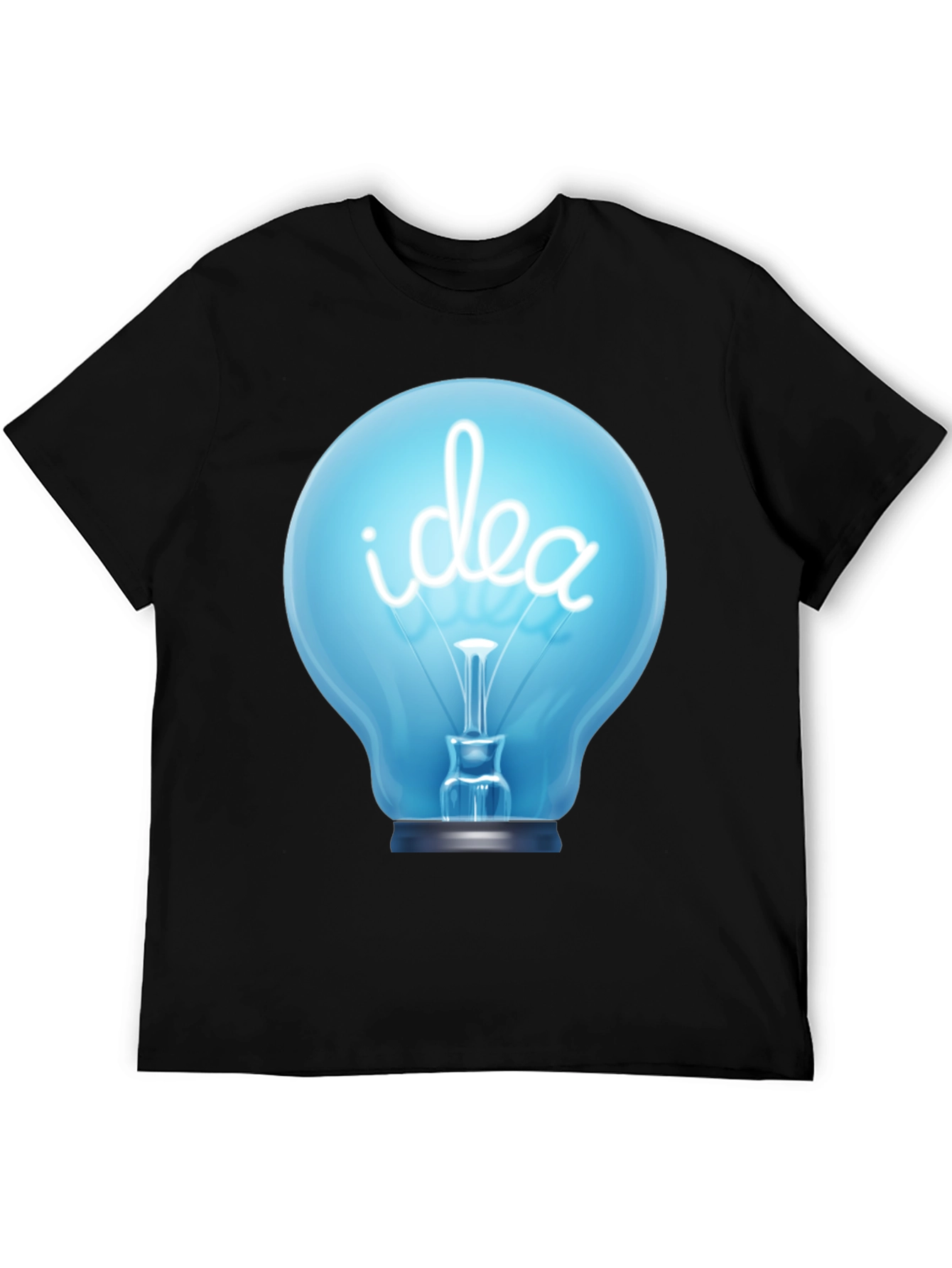 Idea Lightbulb Graphic Tee - Black Cotton T-Shirt