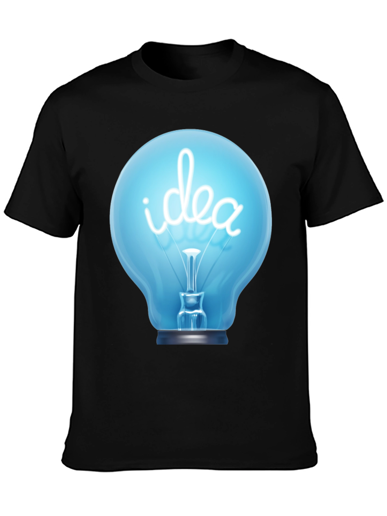 Idea Lightbulb Graphic Tee - Black Cotton T-Shirt