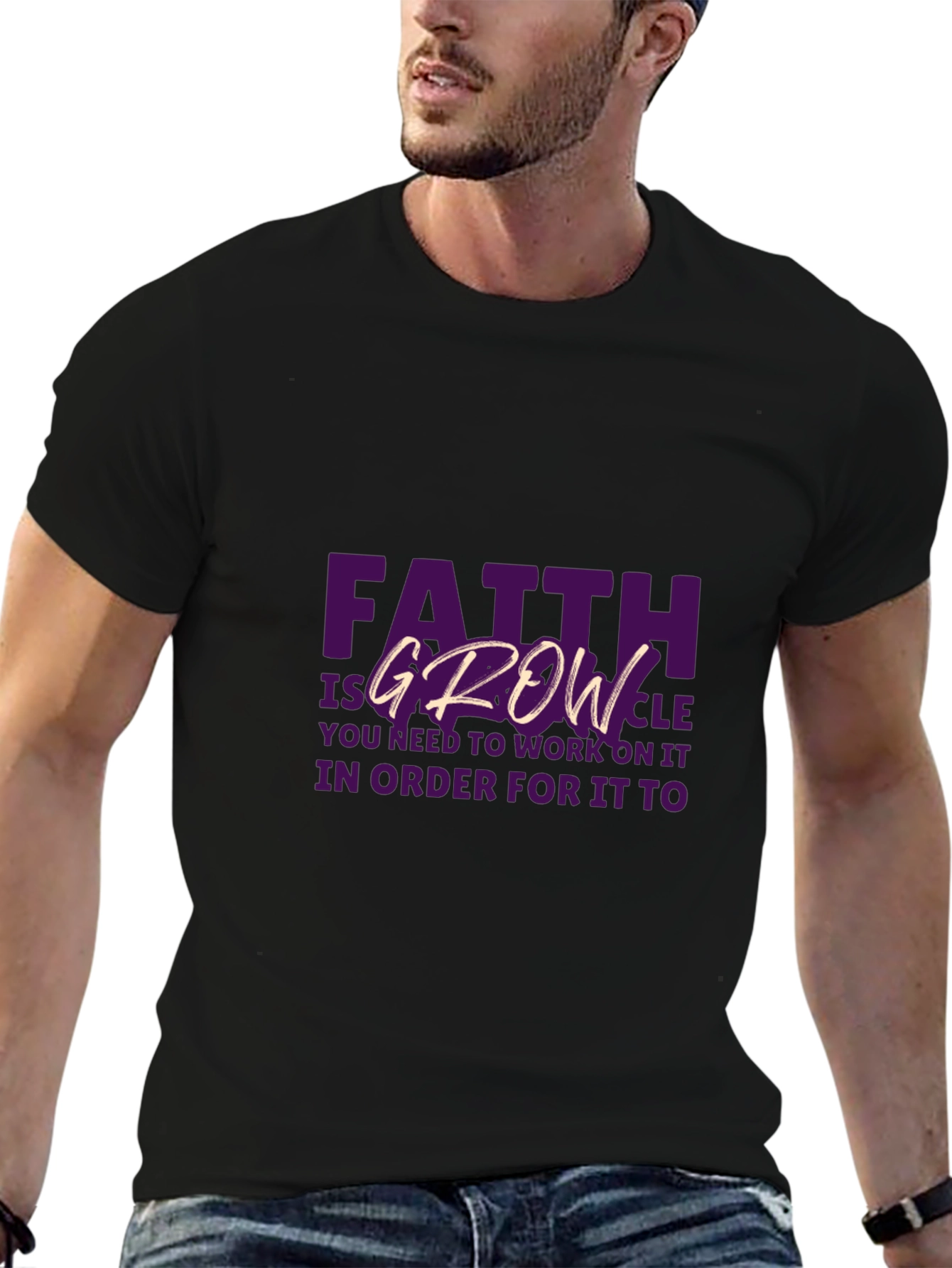Faith & Growth Graphic Tee - Inspiring Black T-Shirt